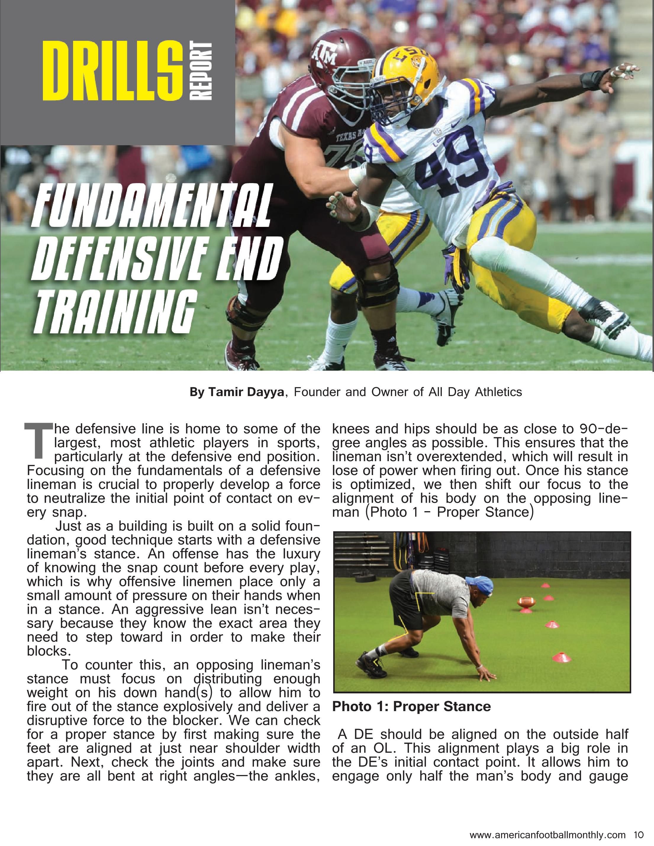 Drills Report: Fundamental Defensive End Training — American Football Quarterly Vol 1 — 2017, page 10