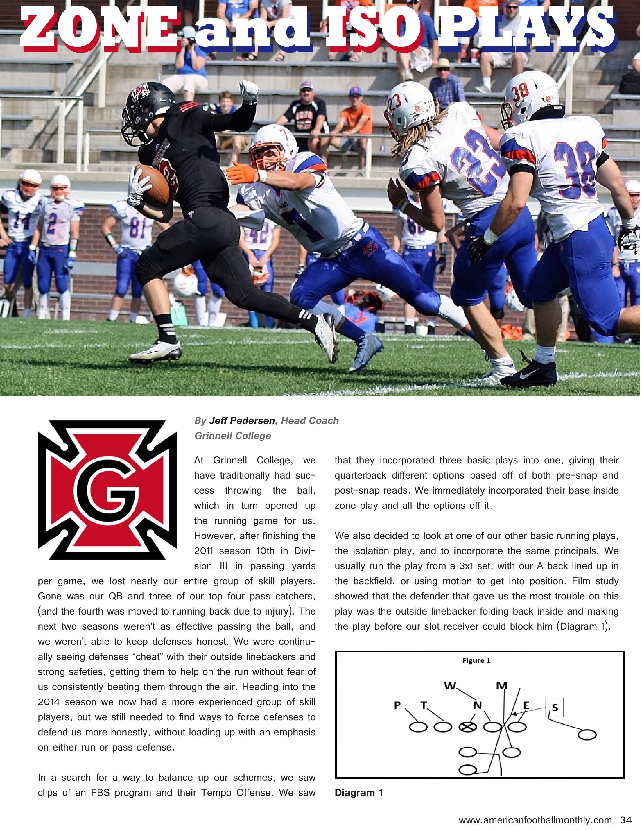 Zone and ISO Plays — American Football Quarterly Vol 1 — 2017, page 34