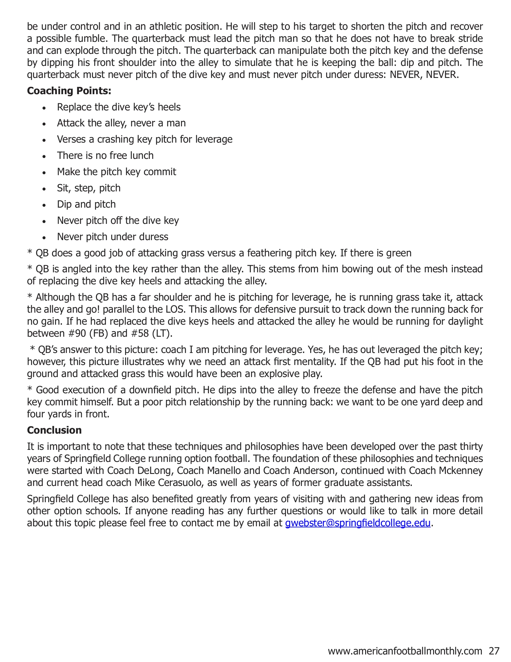 Quarterback Play in the Triple Option — American Football Quarterly Vol 1 — 2018, page 27