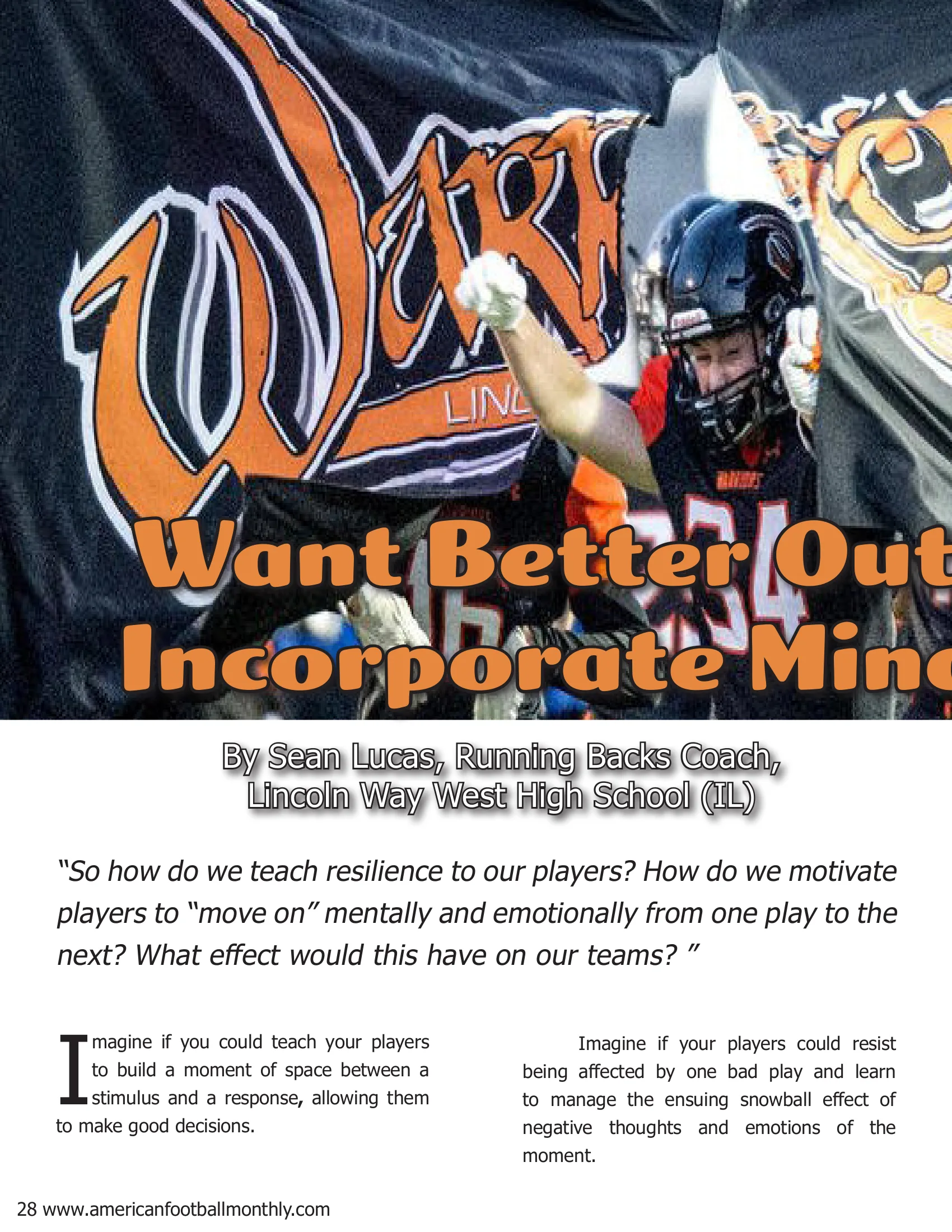 Want Better Outcomes? Incorporate Mindfulness — American Football Quarterly Vol 1 — Summer 2018, page 28