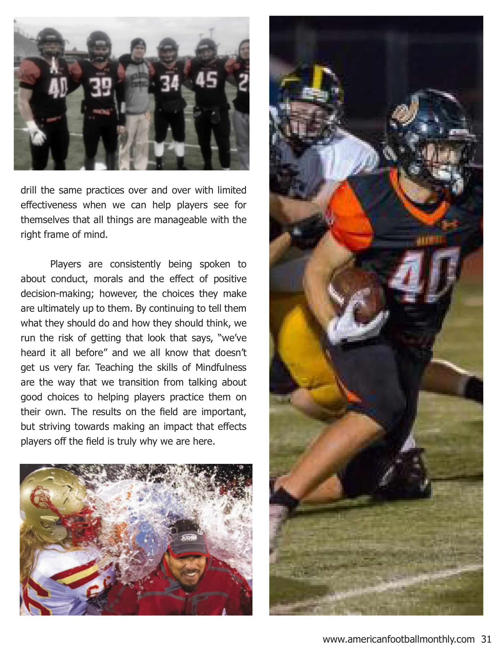 Want Better Outcomes? Incorporate Mindfulness — American Football Quarterly Vol 1 — Summer 2018, page 31