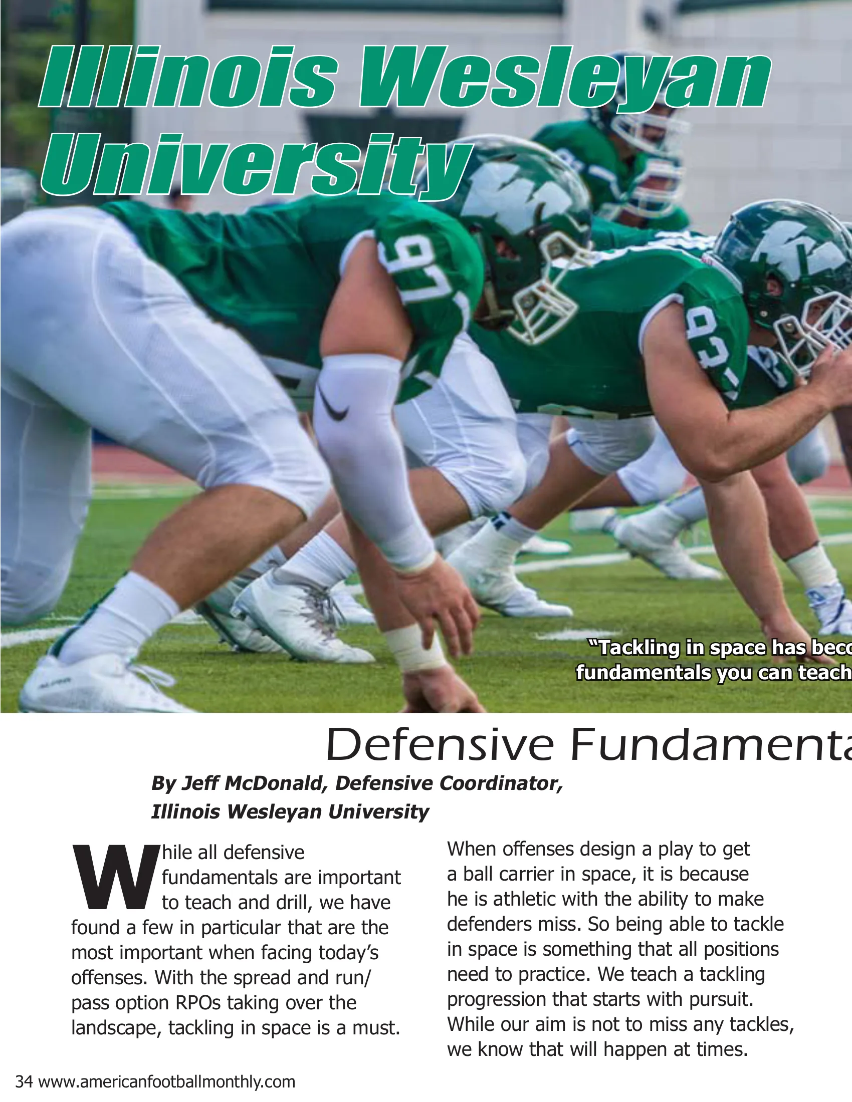 Defensive Fundamentals vs. Today's Offenses — American Football Quarterly Vol 1 — Summer 2018, page 34