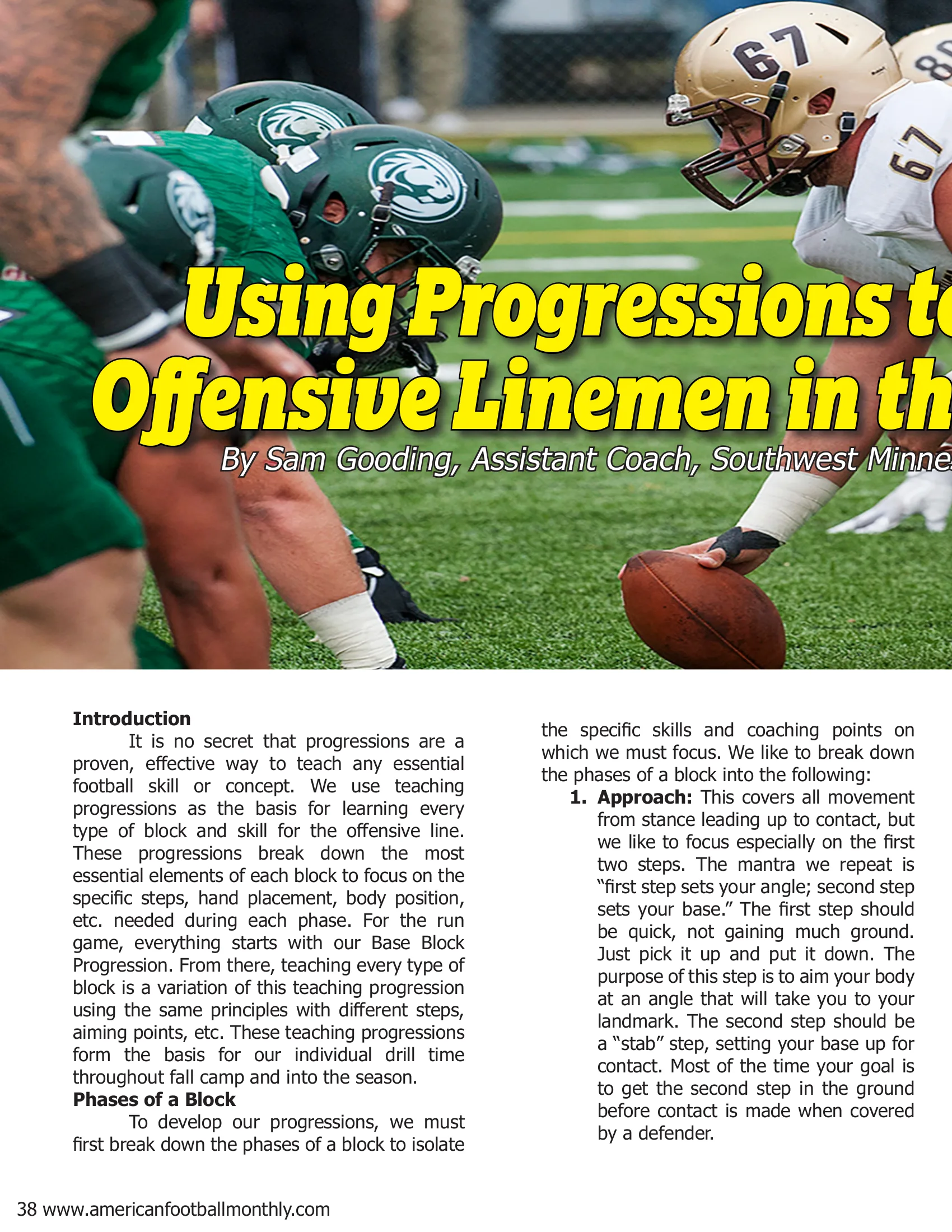 Using Progressions to Develop Offensive linemen in the Run Game — American Football Quarterly Vol 1 — Summer 2018, page 38