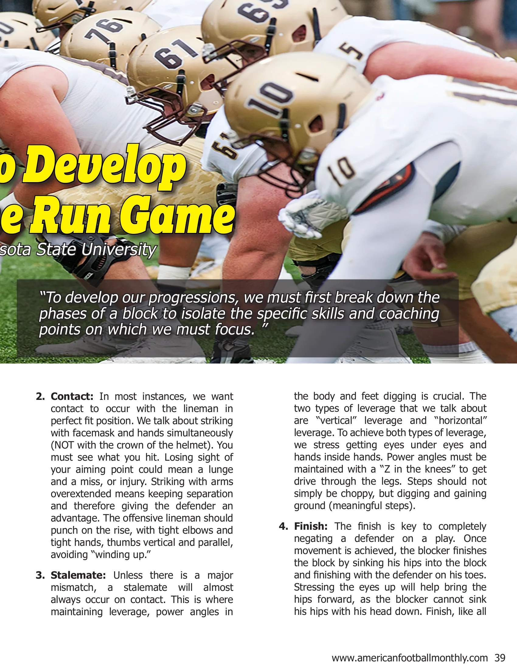 Using Progressions to Develop Offensive linemen in the Run Game — American Football Quarterly Vol 1 — Summer 2018, page 39