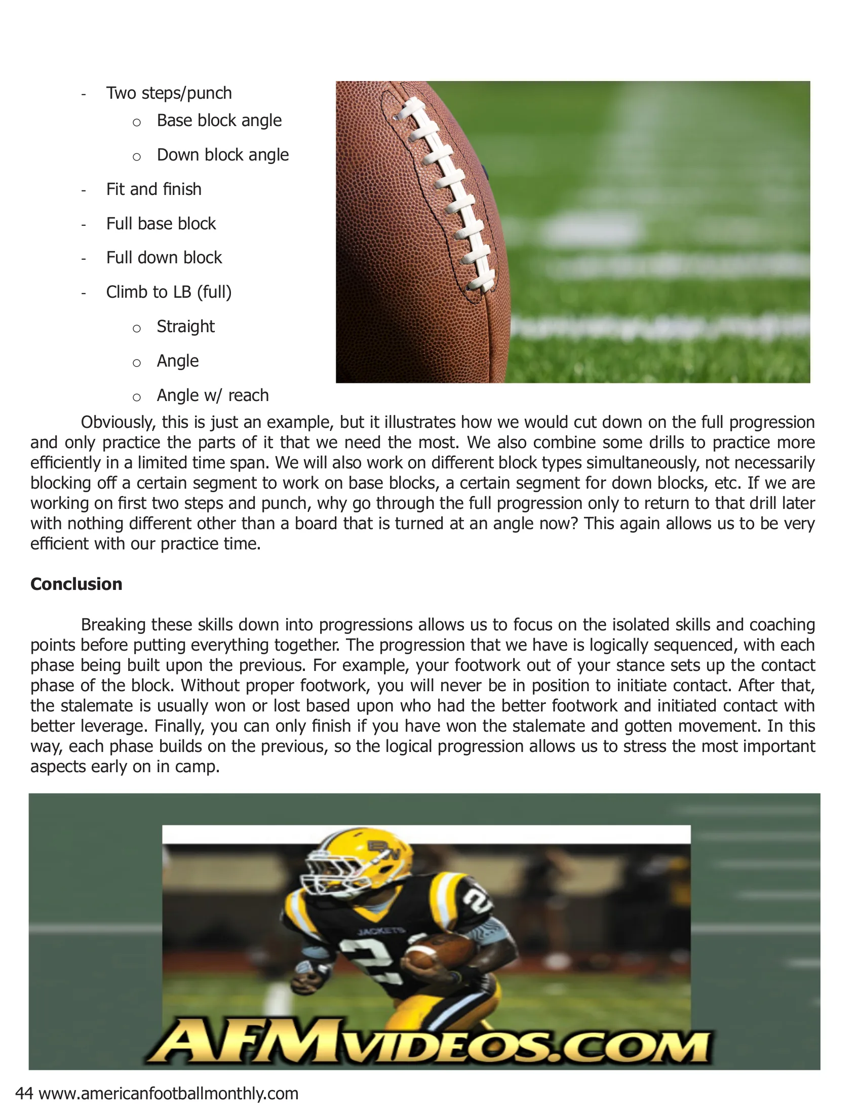 Using Progressions to Develop Offensive linemen in the Run Game — American Football Quarterly Vol 1 — Summer 2018, page 44