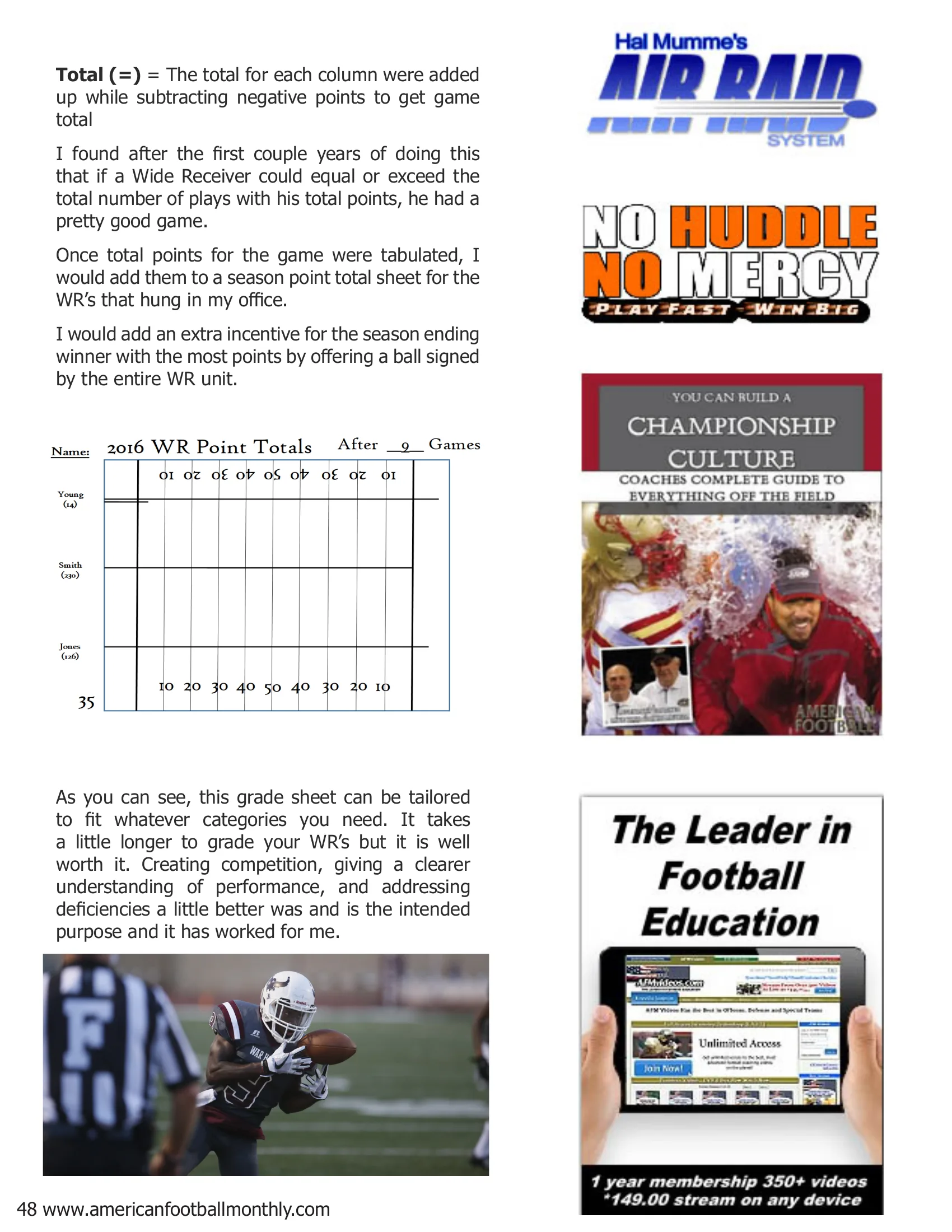 Looking For a Better Way to Grade Your Wide Receivers? — American Football Quarterly Vol 1 — Summer 2018, page 48
