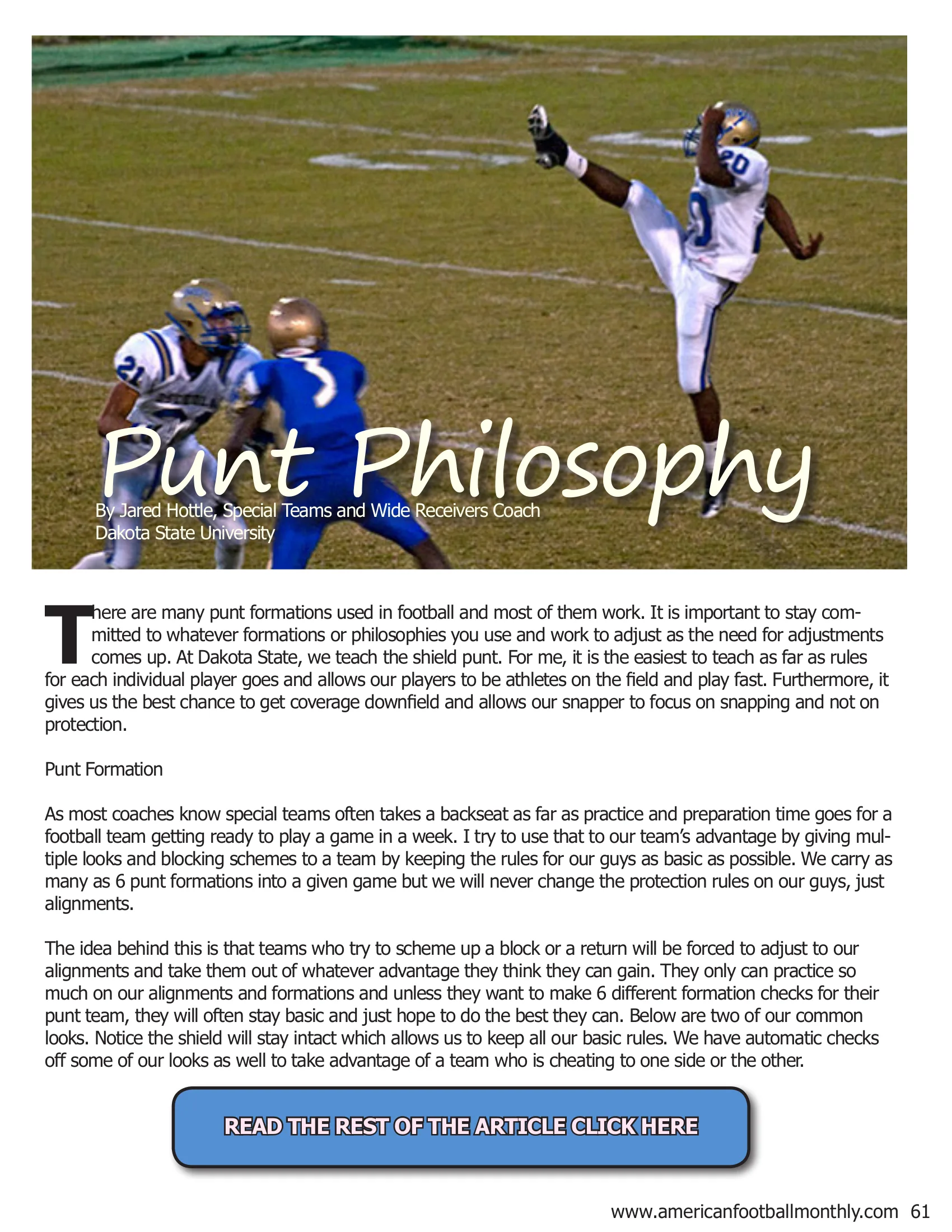 Arkansas Tech RPO Clinic — American Football Quarterly Vol 1 — Summer 2018, page 61