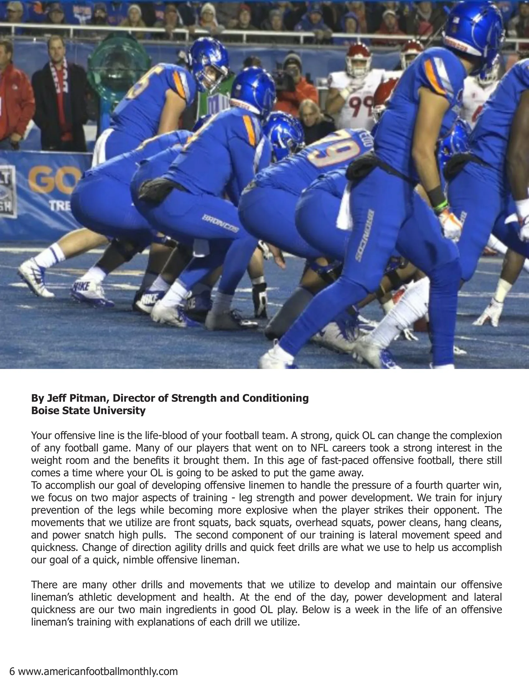 Boise State Training the Offensive Lineman — American Football Quarterly Vol 1 — Winter 2019, page 6