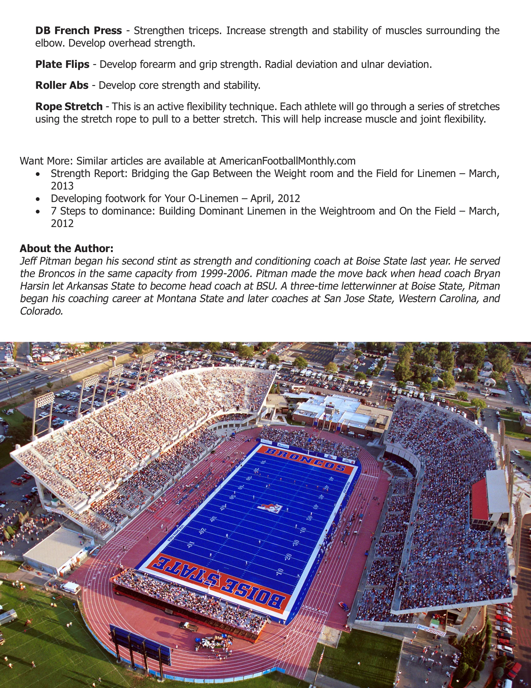 Boise State Training the Offensive Lineman — American Football Quarterly Vol 1 — Winter 2019, page 14