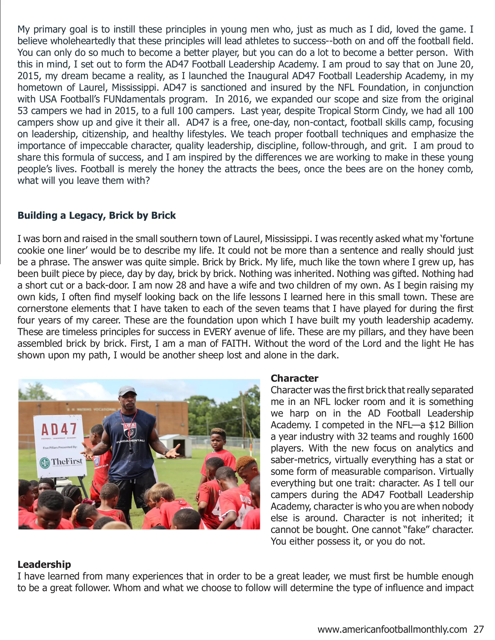 Football: The Honey That Attracts the Bees — American Football Quarterly Vol 1 — Winter 2019, page 27