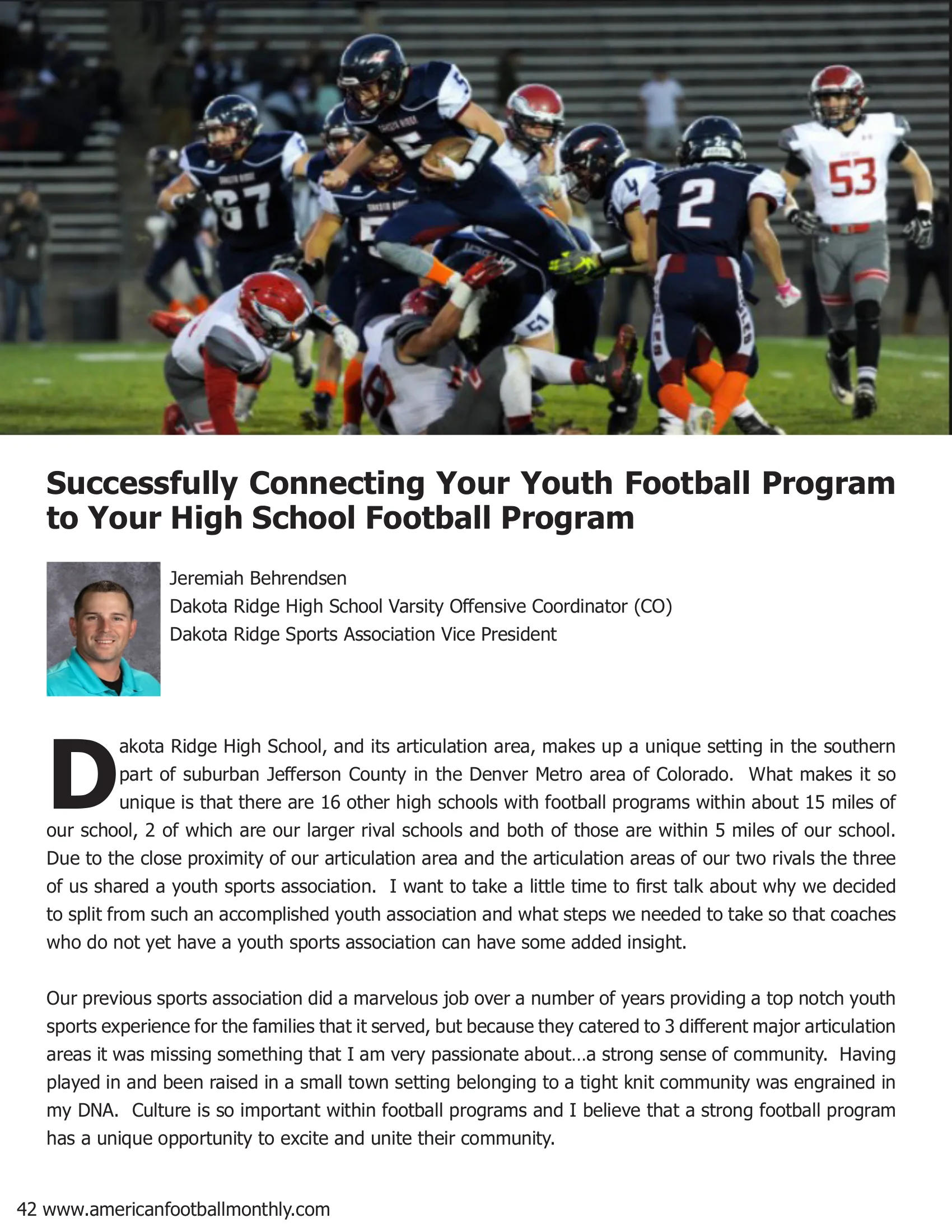 Successfully Connecting Your Football Program to Your High School Program — American Football Quarterly Vol 1 — Winter 2019, page 42