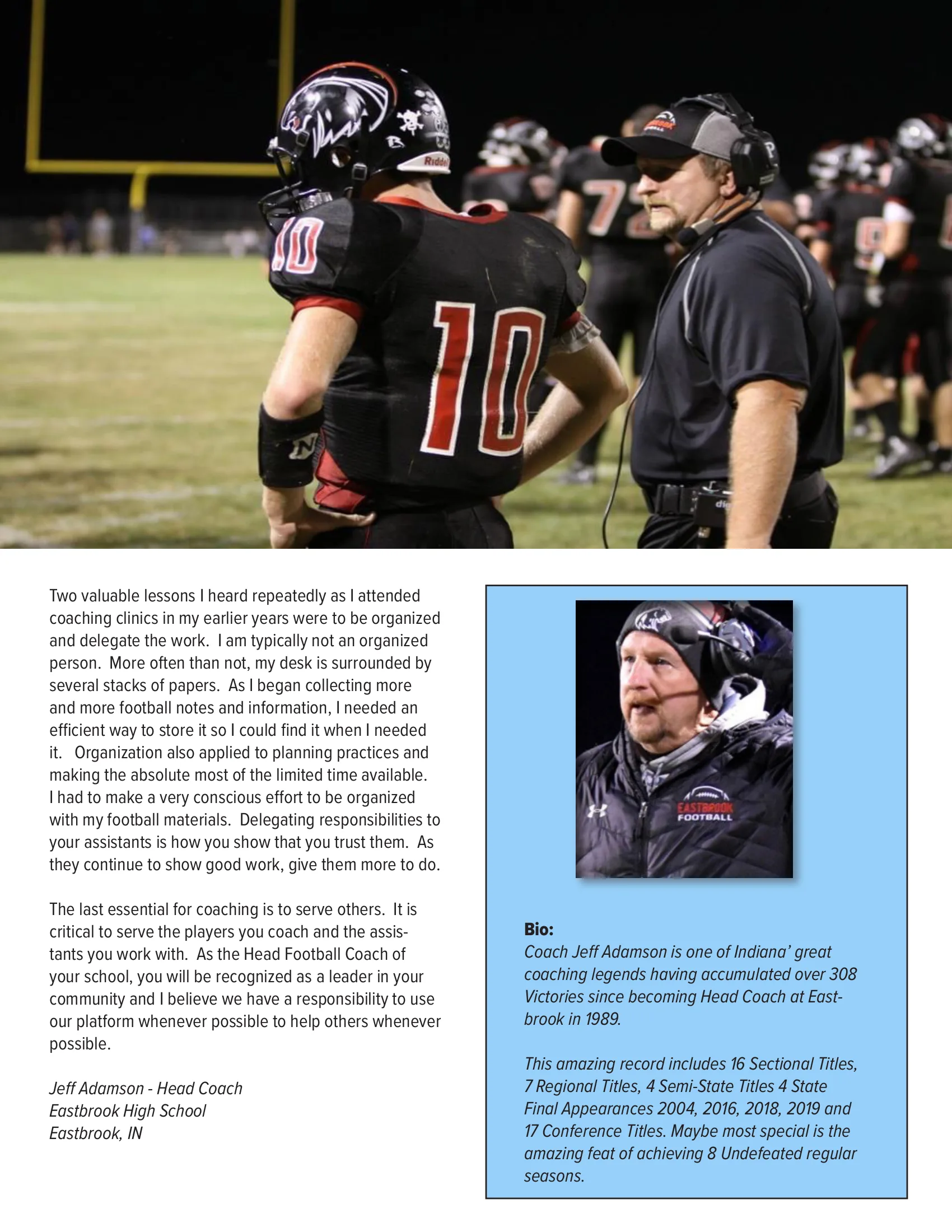 10 COACHING COMMANDMENTS.. — American Football Quarterly Vol 1 — Summer 2023, page 15