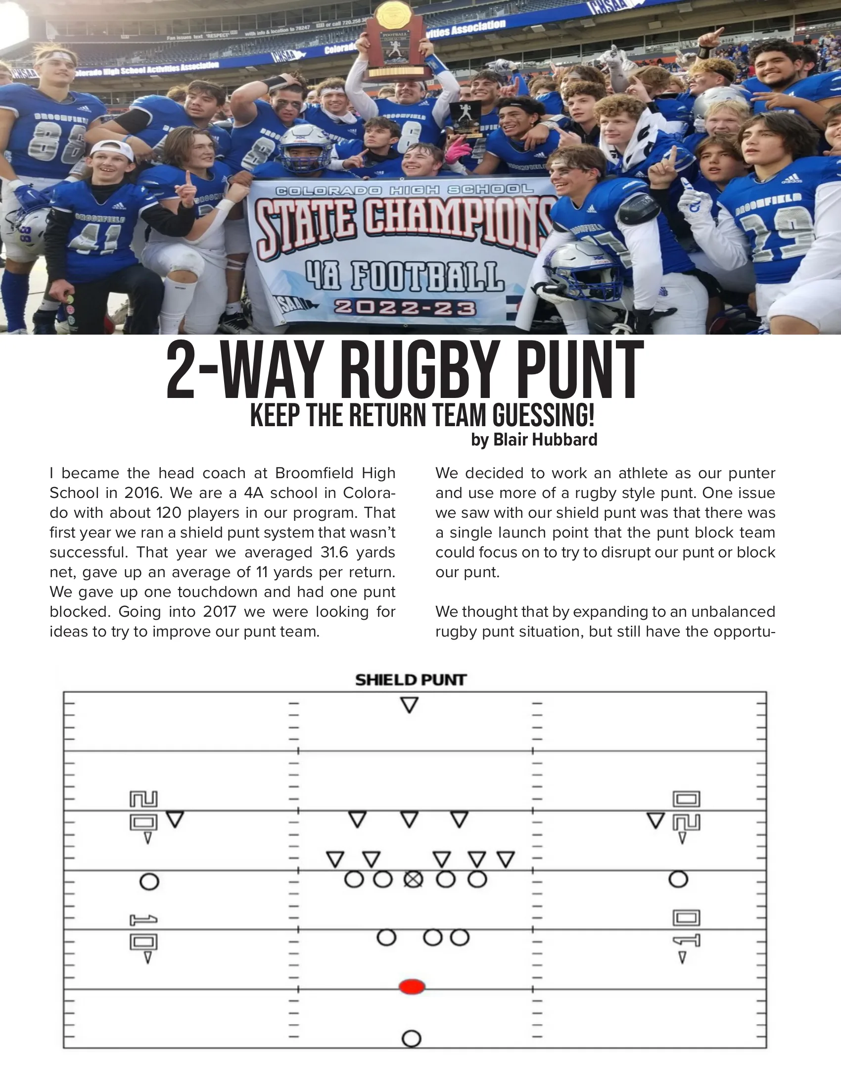 Keep the Return Team Guessing — The 2-Way Rugby Punt — American Football Quarterly Summer 2023, page 20