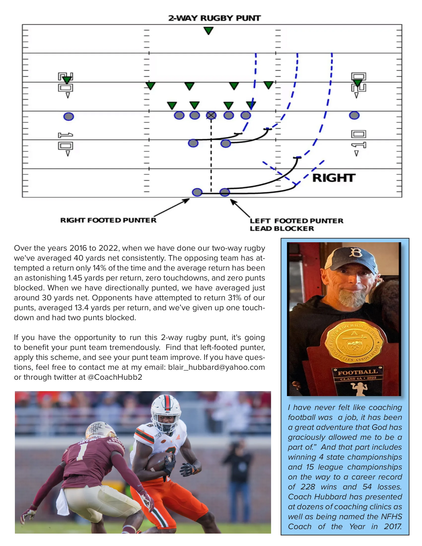 Keep the Return Team Guessing — The 2-Way Rugby Punt — American Football Quarterly Summer 2023, page 25
