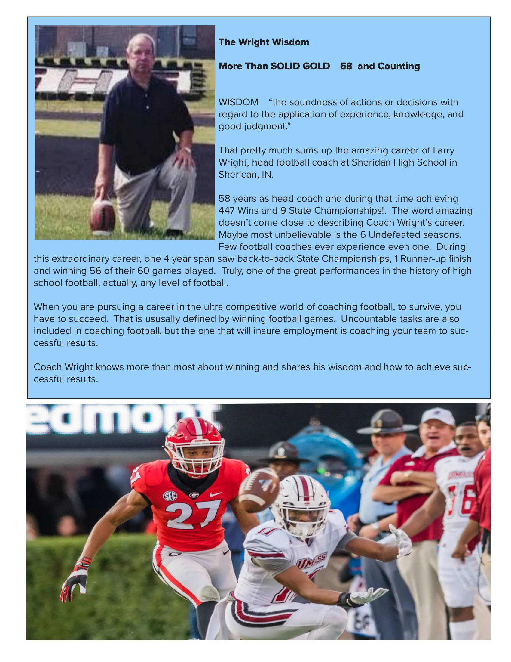 The Wright Wisdom - Learning From Legends — American Football Quarterly Vol 1 — Summer 2023, page 31