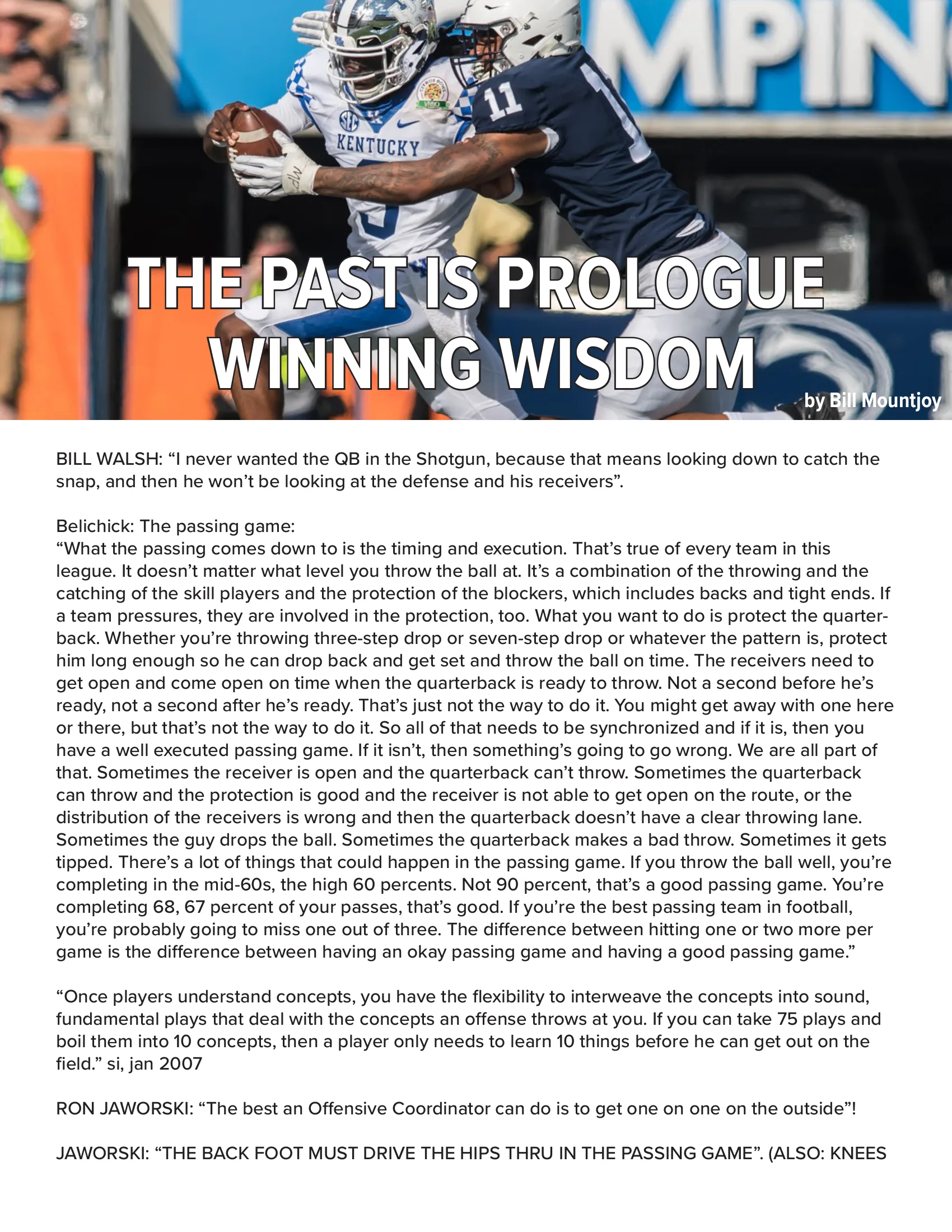 The Past is Prologue - Winning Wisdom — American Football Quarterly Vol 1 — Summer 2023, page 32