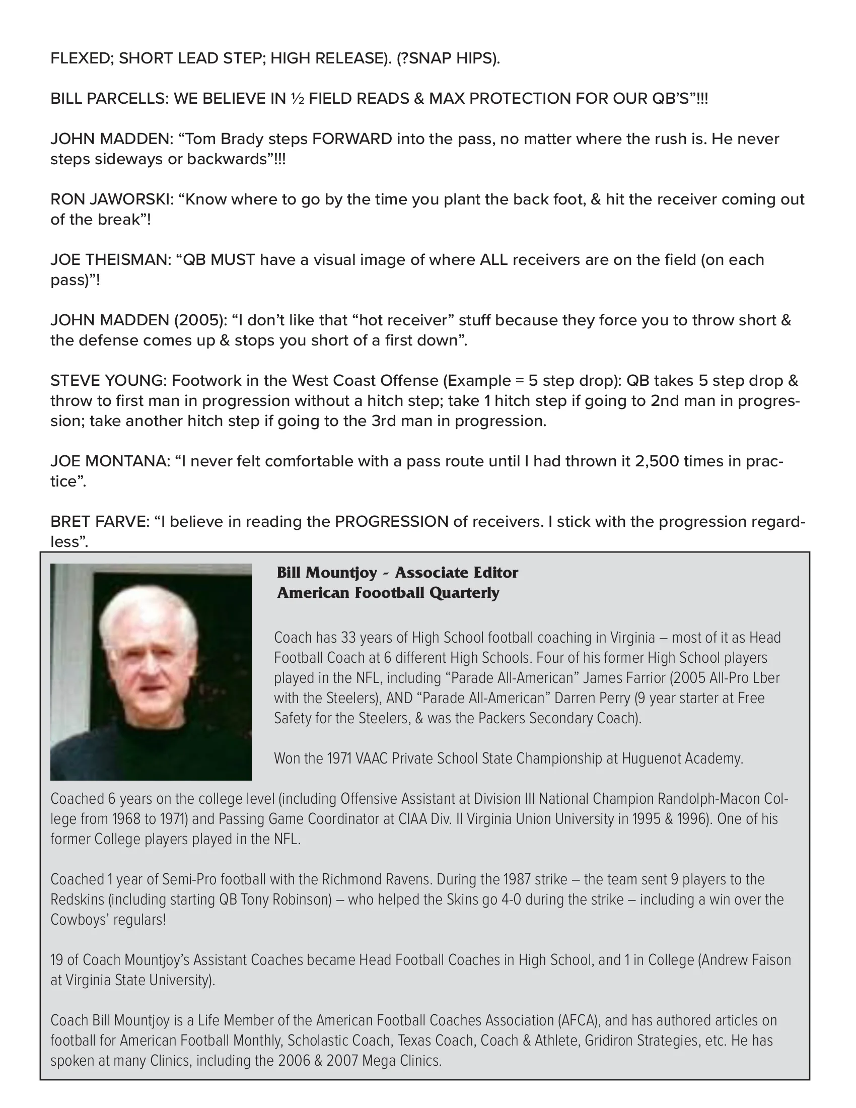 The Past is Prologue - Winning Wisdom — American Football Quarterly Vol 1 — Summer 2023, page 33