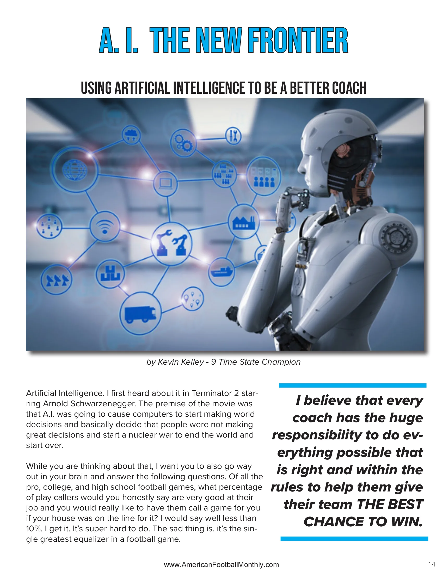 A.I. The New Frontier — American Football Quarterly Vol 1 — Winter 2024, page 14
