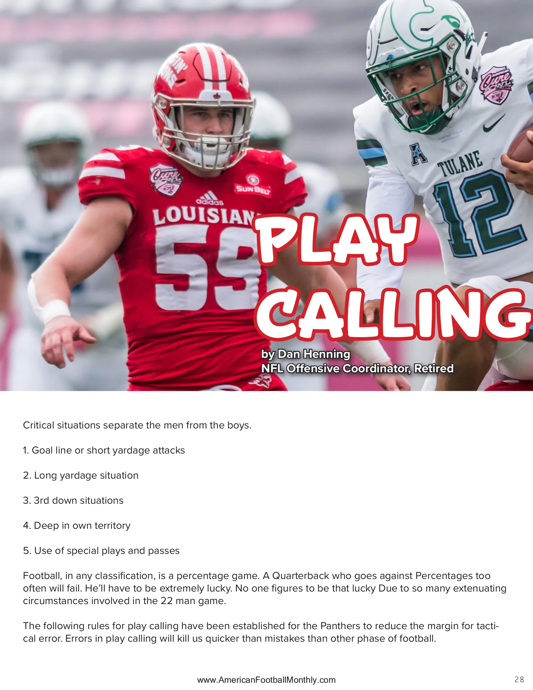 Play calling — American Football Quarterly Vol 1 — Winter 2024, page 28
