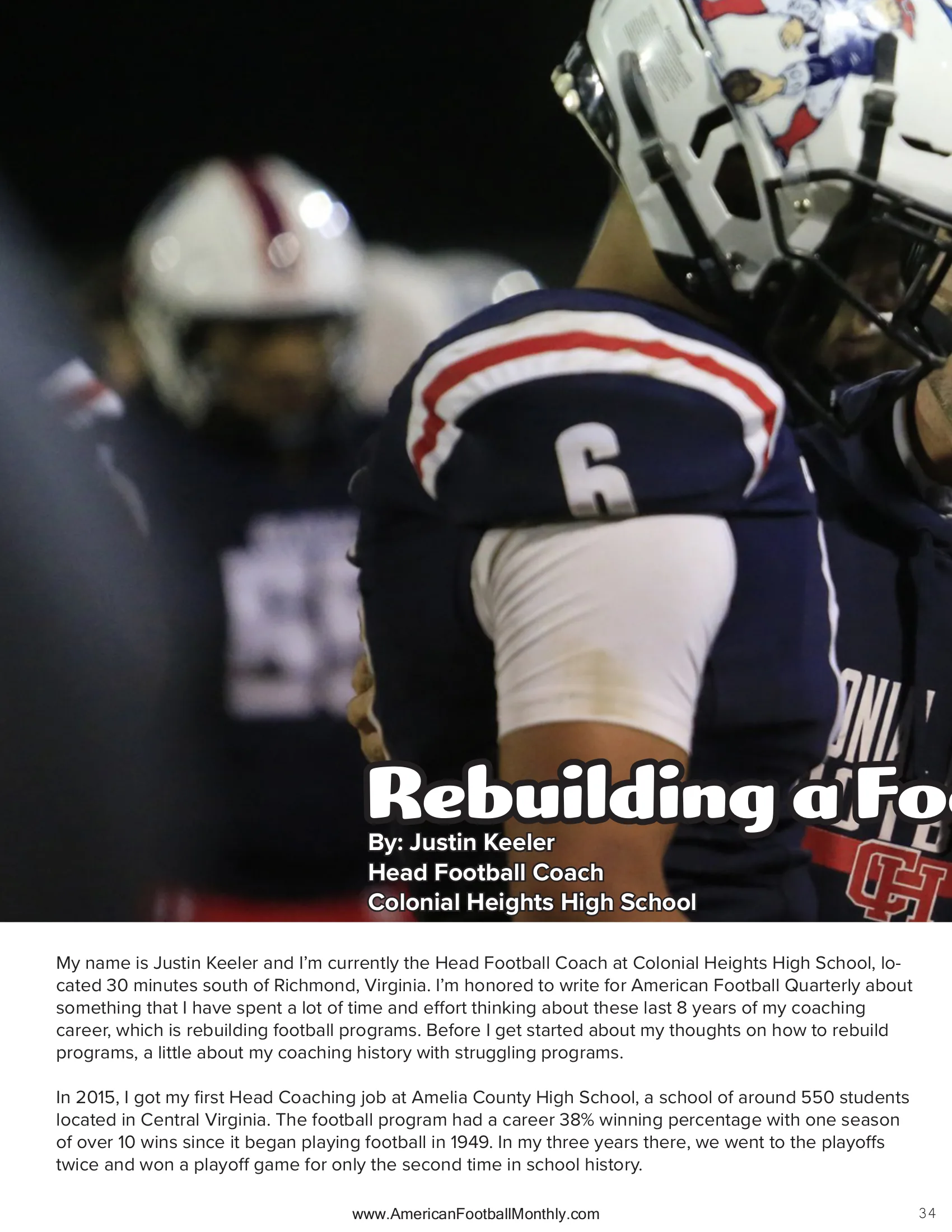 Rebuilding a program — American Football Quarterly Vol 1 — Winter 2024, page 34