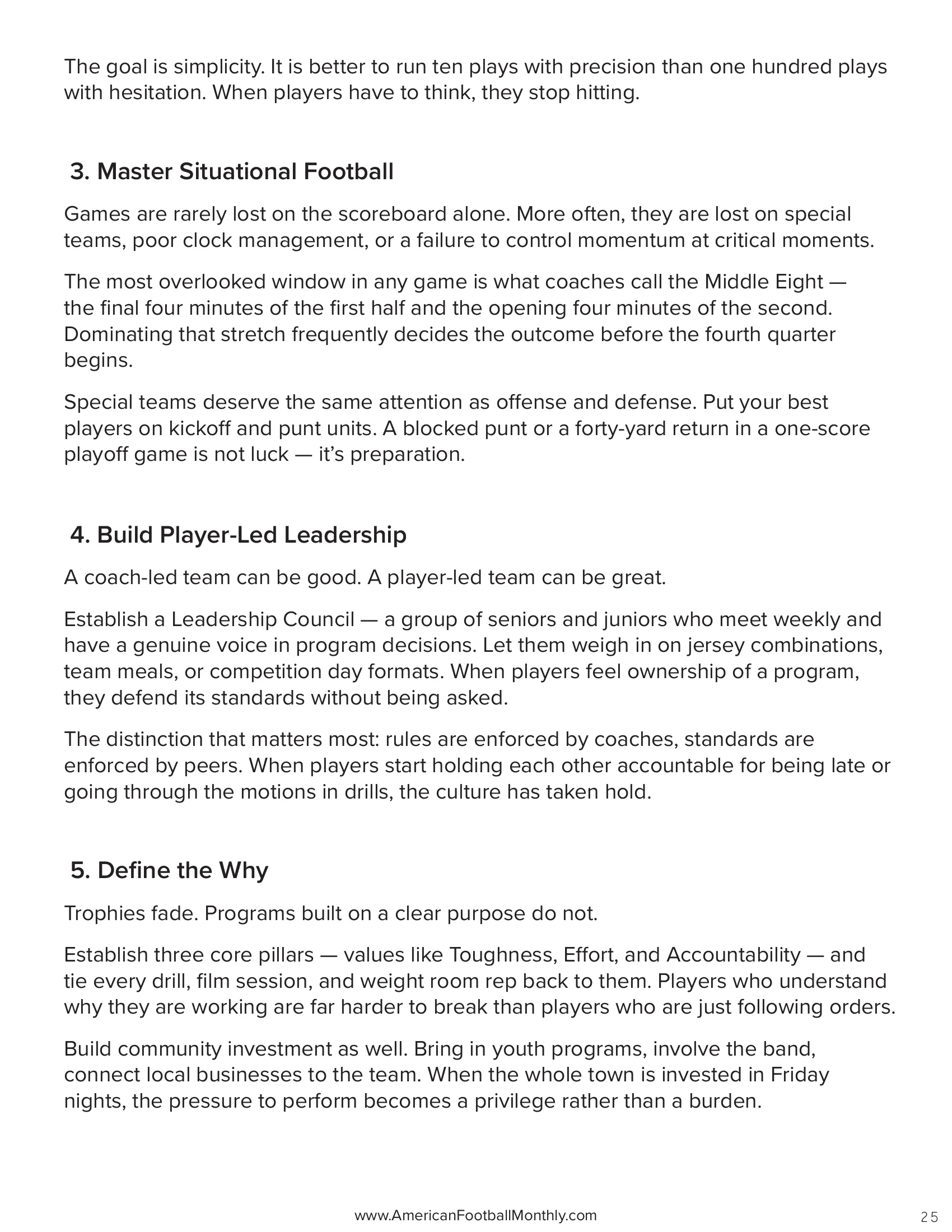Turning Spring Work Into Friday Night Ownership — American Football Quarterly Vol 1 — Spring 2026, page 25
