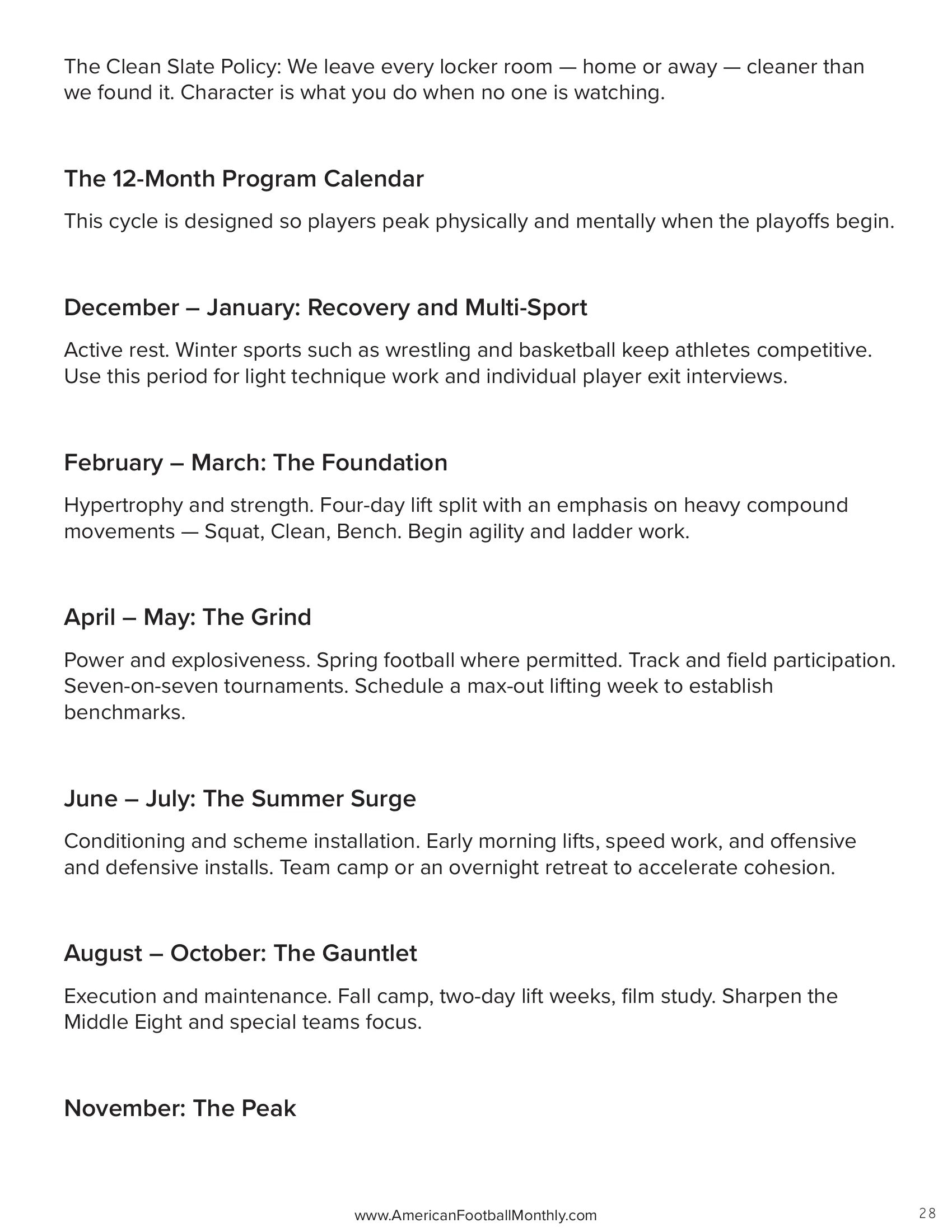 Turning Spring Work Into Friday Night Ownership — American Football Quarterly Vol 1 — Spring 2026, page 28