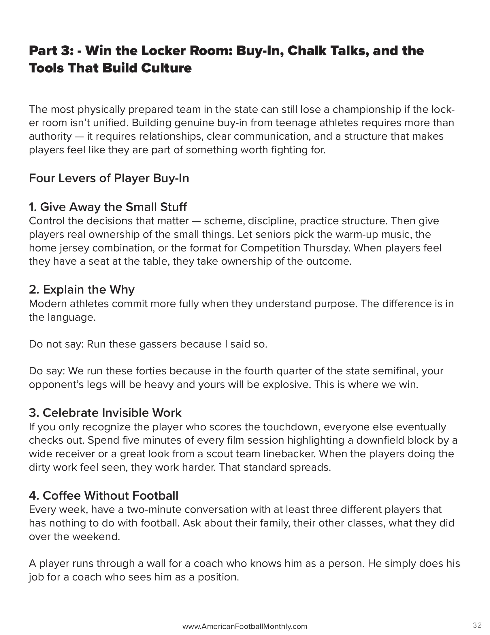 Turning Spring Work Into Friday Night Ownership — American Football Quarterly Vol 1 — Spring 2026, page 32