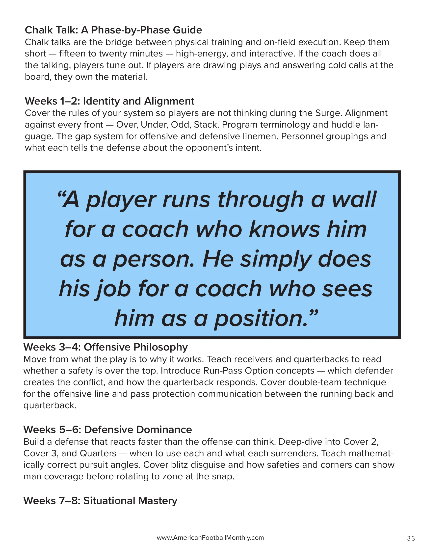 Turning Spring Work Into Friday Night Ownership — American Football Quarterly Vol 1 — Spring 2026, page 33