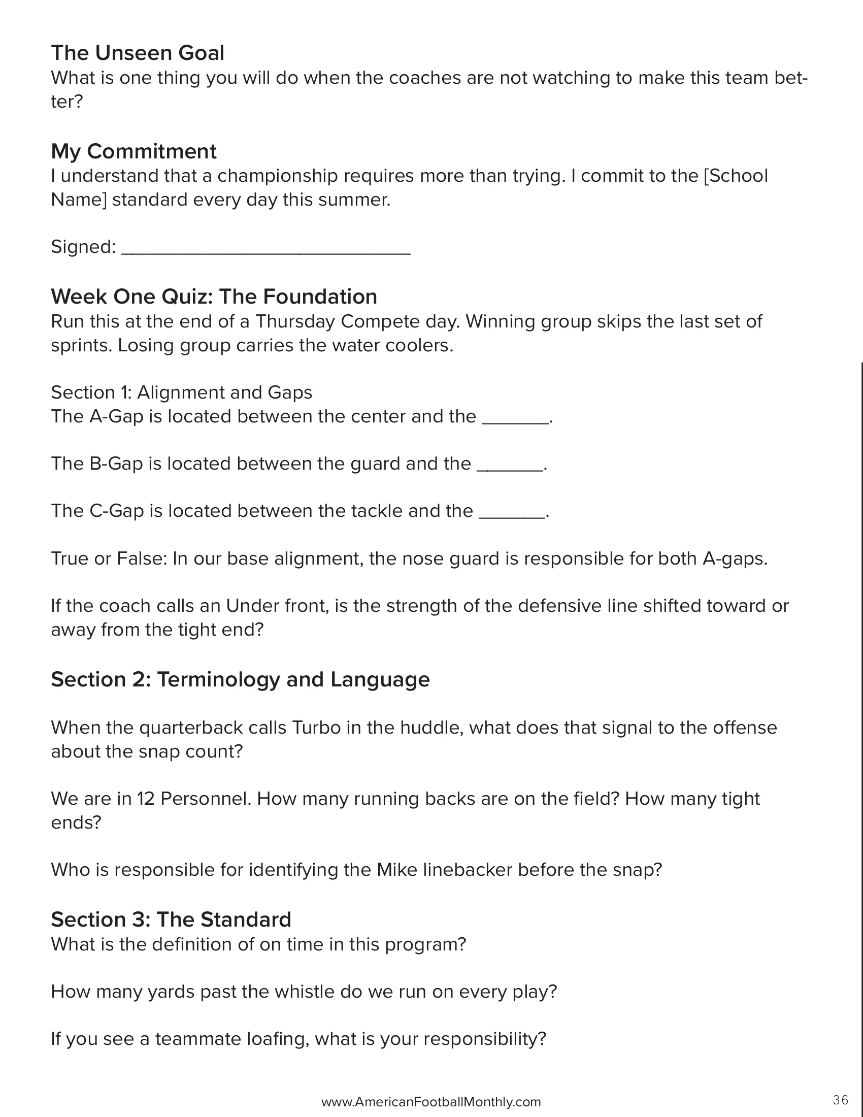 Turning Spring Work Into Friday Night Ownership — American Football Quarterly Vol 1 — Spring 2026, page 36
