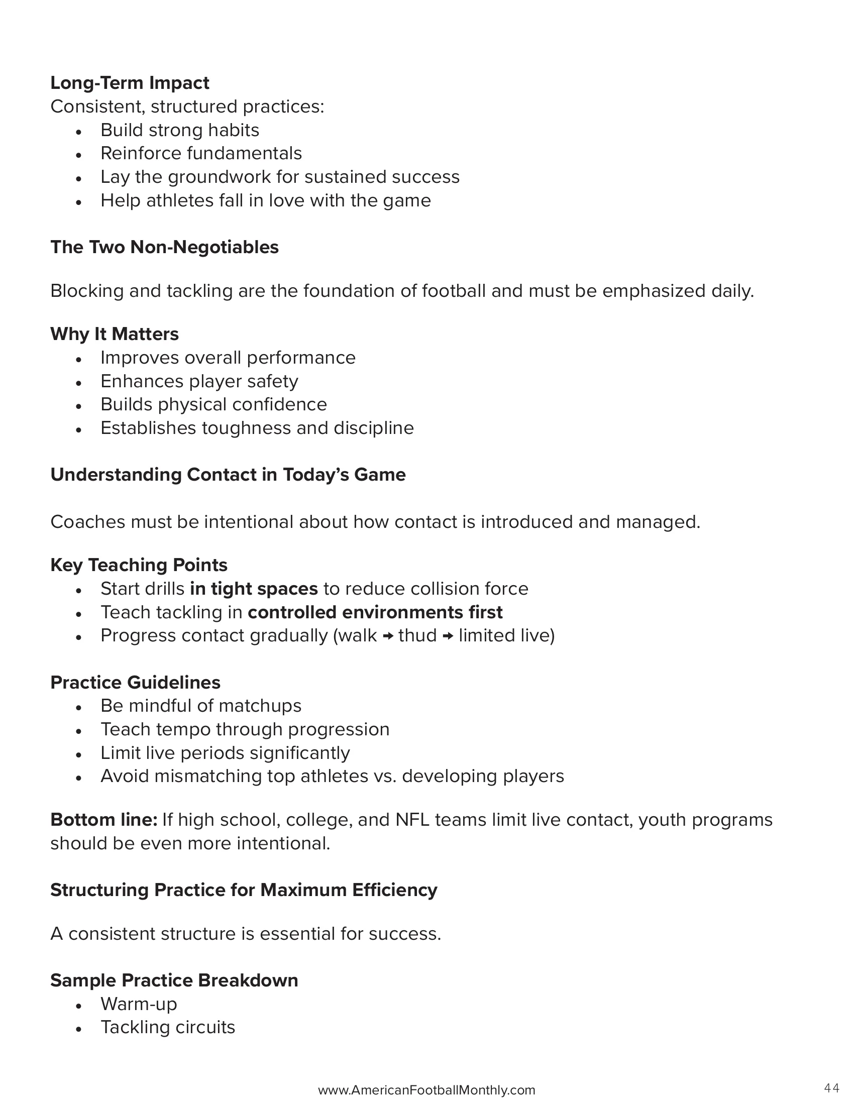 From Practice to Program: How to Build Youth Football the Right Way — American Football Quarterly Vol 1 — Spring 2026, page 44