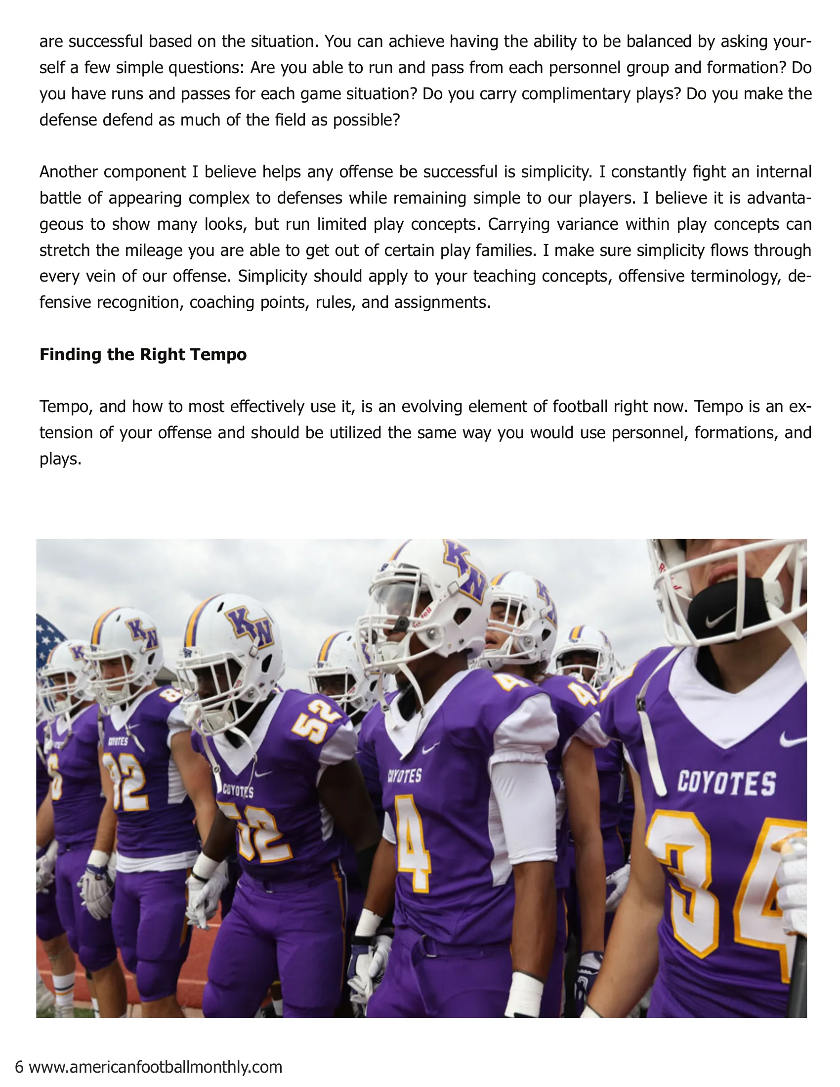 Strategies to Structure an Offense — American Football Quarterly Vol 2 — Fall 2018, page 6