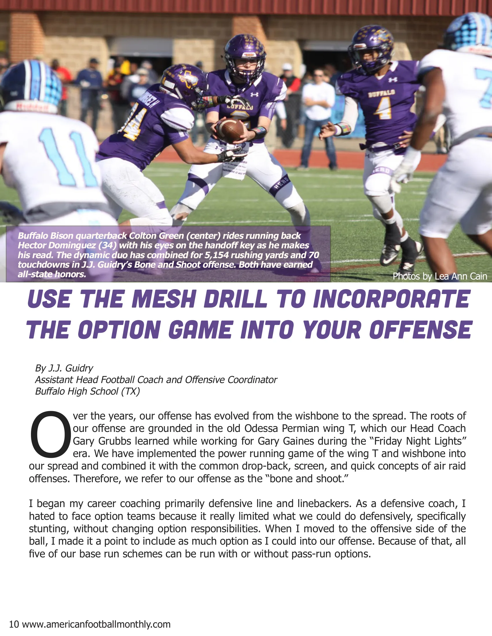 Strategies to Structure an Offense — American Football Quarterly Vol 2 — Fall 2018, page 10