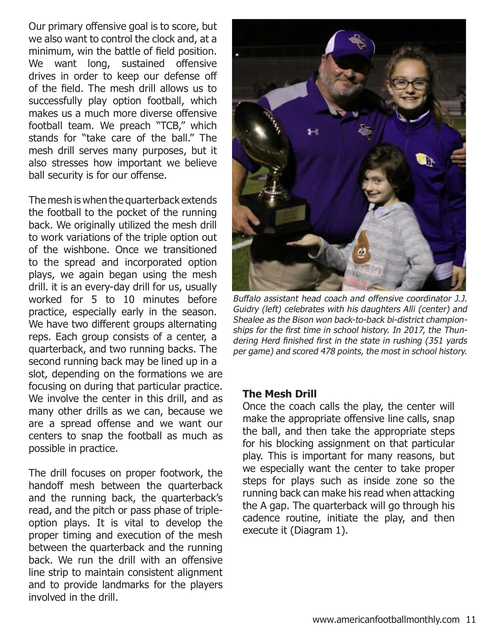 Use the Mesh Drill to Incorporate the Option Game Into Your Offense — American Football Quarterly Vol 2 — Fall 2018, page 11