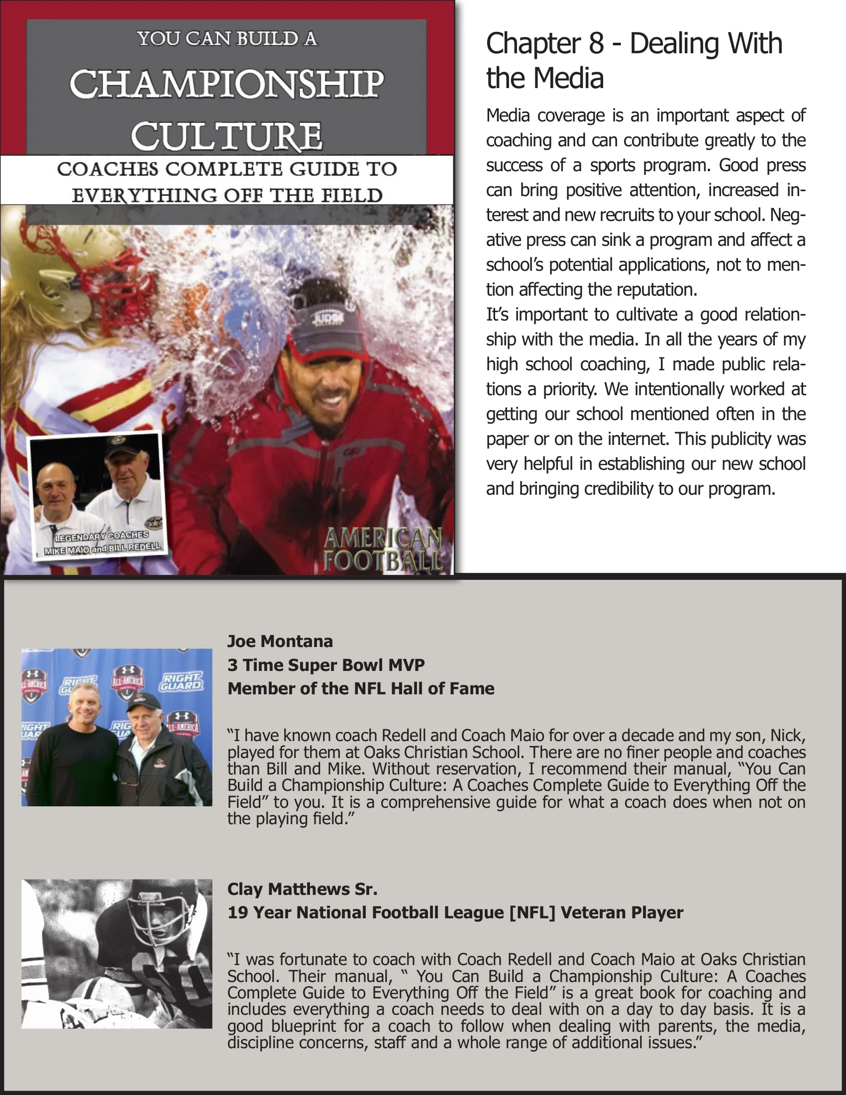 You Can Build a Championship Culture: Dealing With the Media — American Football Quarterly Vol 2 — Fall 2018, page 16