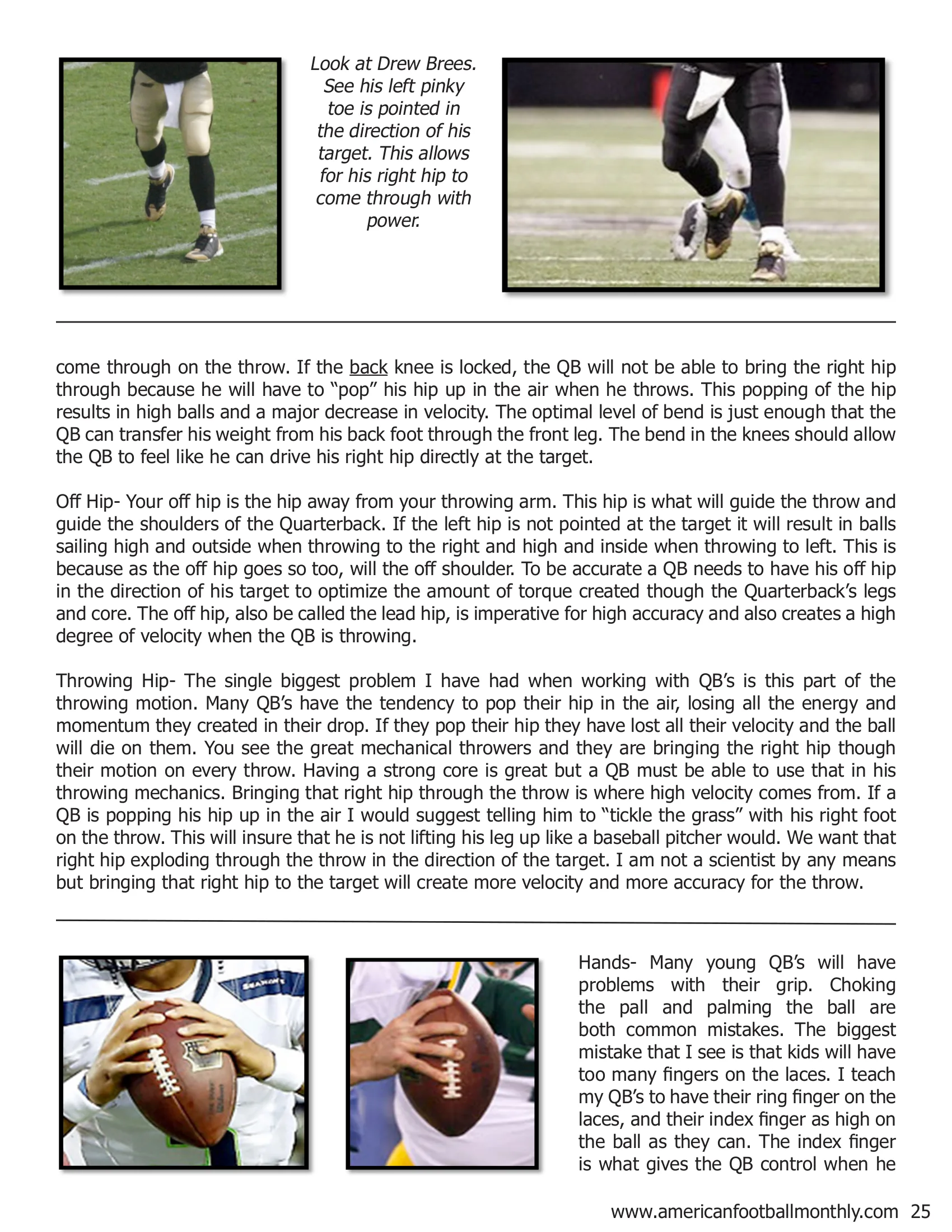 Eight Parts of the Body That are Crucial to Quarterback Accuracy — American Football Quarterly Vol 2 — Fall 2018, page 25