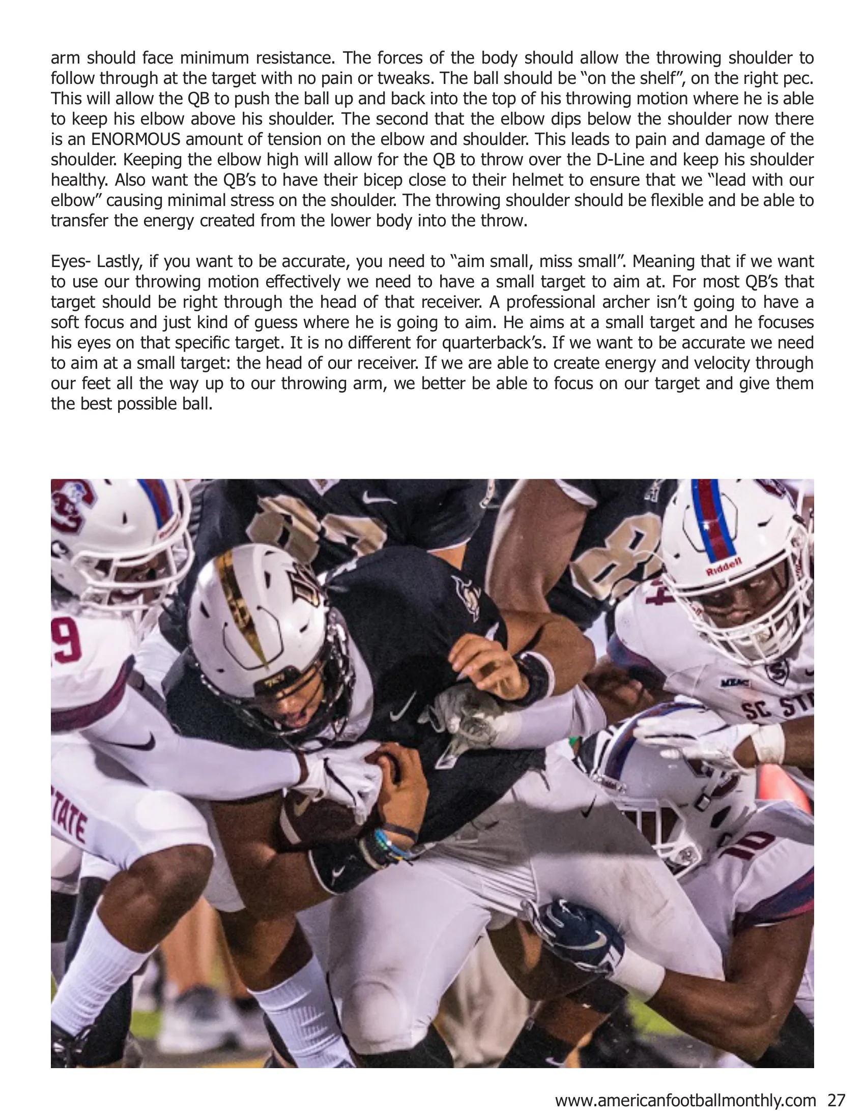 Eight Parts of the Body That are Crucial to Quarterback Accuracy — American Football Quarterly Vol 2 — Fall 2018, page 27