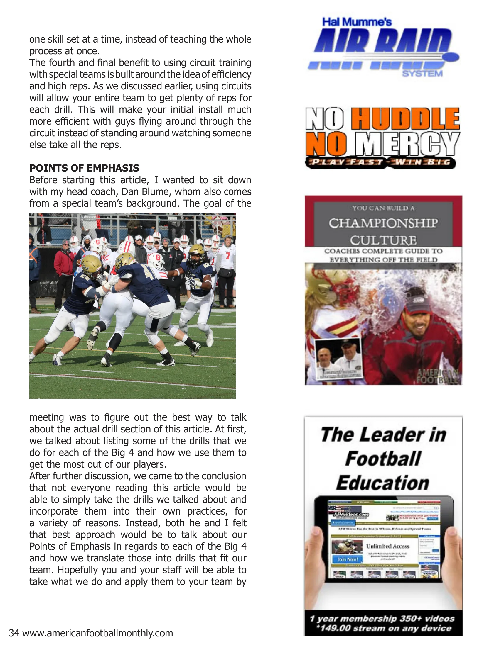 Special Teams Circuit Training — American Football Quarterly Vol 2 — Fall 2018, page 34
