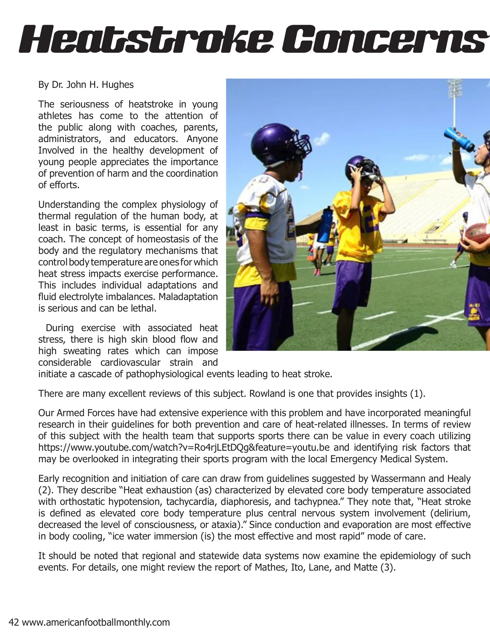 Heatstroke Concerns for College Coaches — American Football Quarterly Vol 2 — Fall 2018, page 42