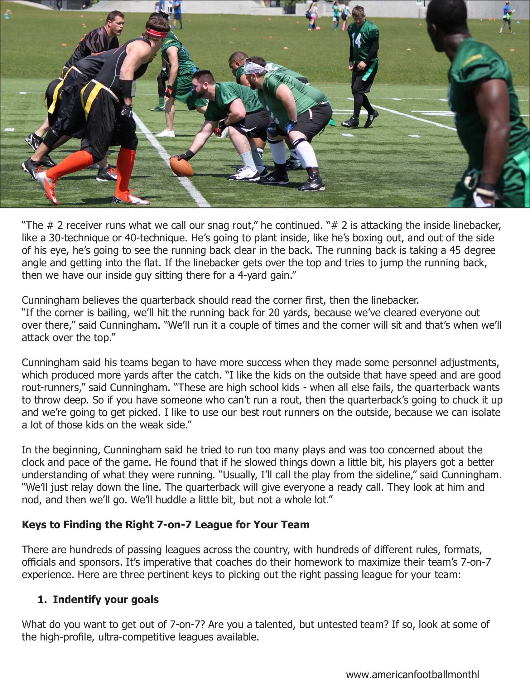 Wide Open Play – Winning 7 on 7 Competitions — American Football Quarterly Vol 2 — Spring 2019, page 7