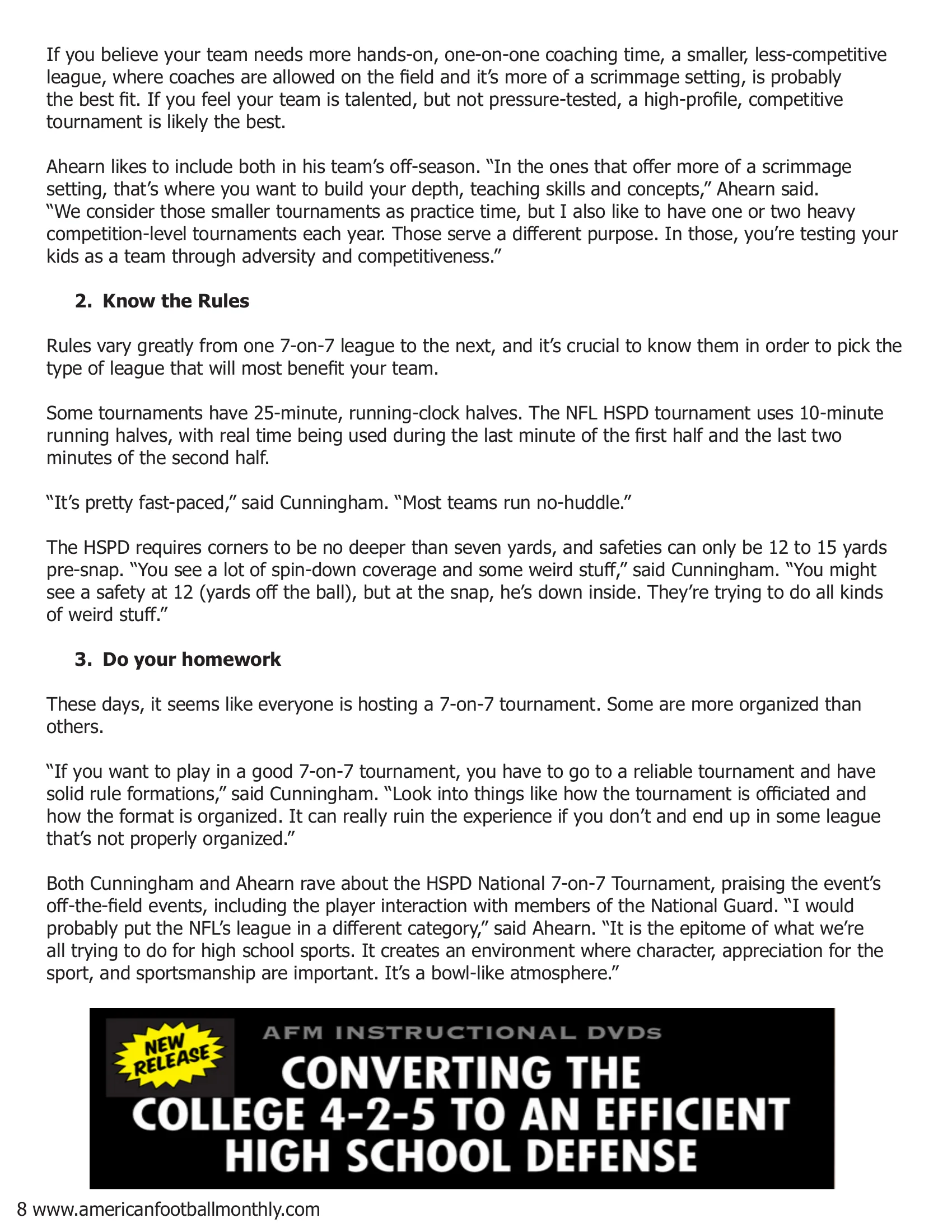 Wide Open Play – Winning 7 on 7 Competitions — American Football Quarterly Vol 2 — Spring 2019, page 8