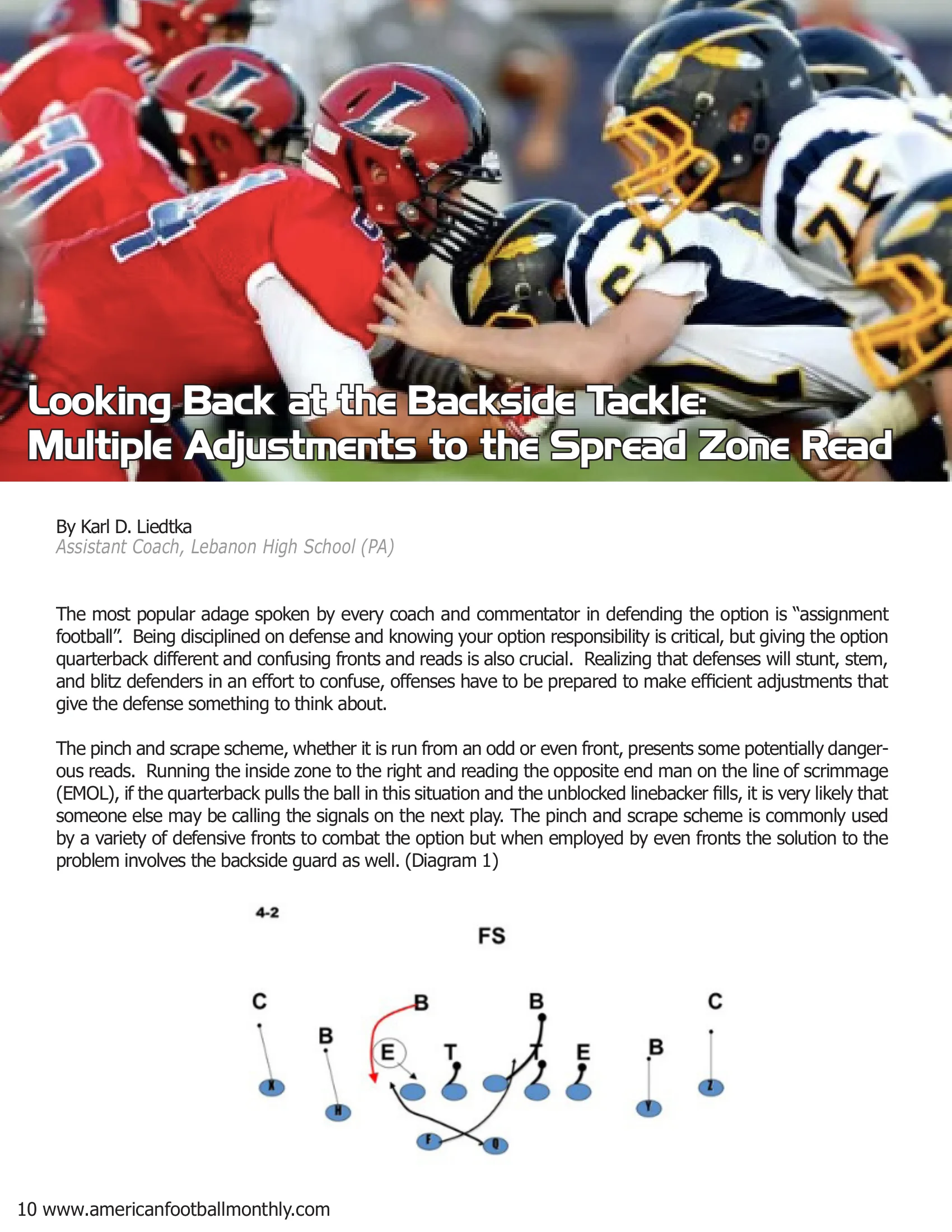 Looking Back at the Backside Tackle: Multiple Adjustments to the Spread Zone Read — American Football Quarterly Vol 2 — Spring 2019, page 10