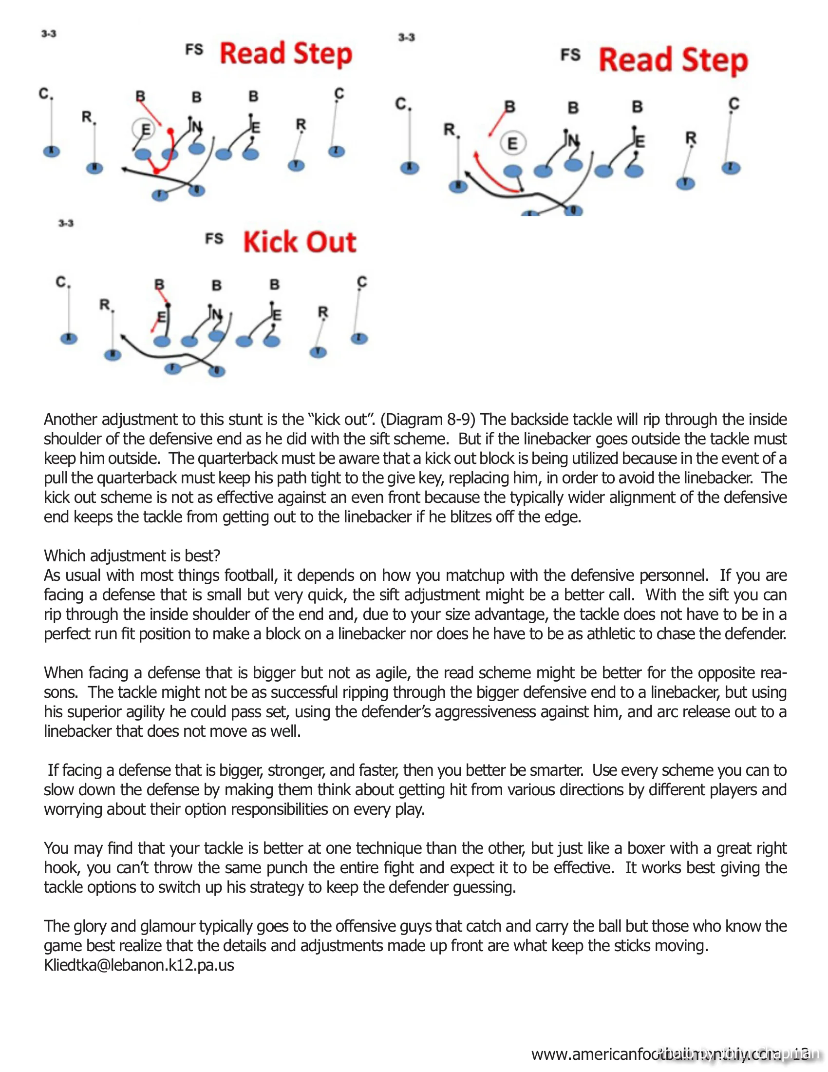 Looking Back at the Backside Tackle: Multiple Adjustments to the Spread Zone Read — American Football Quarterly Vol 2 — Spring 2019, page 13