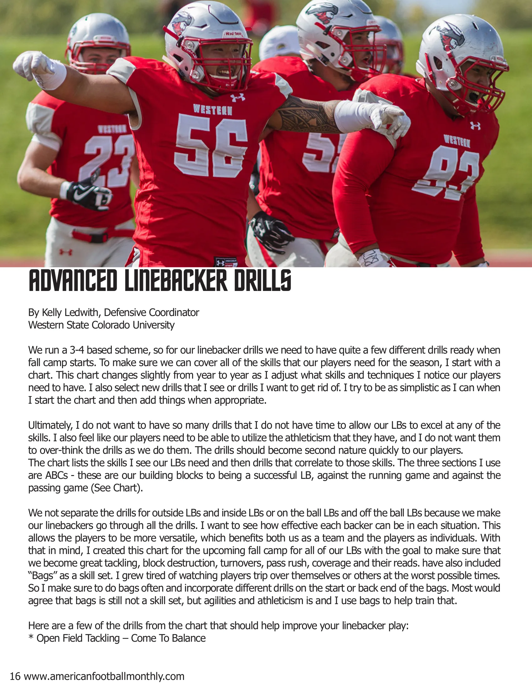 Advanced Linebacker Drills — American Football Quarterly Vol 2 — Spring 2019, page 16