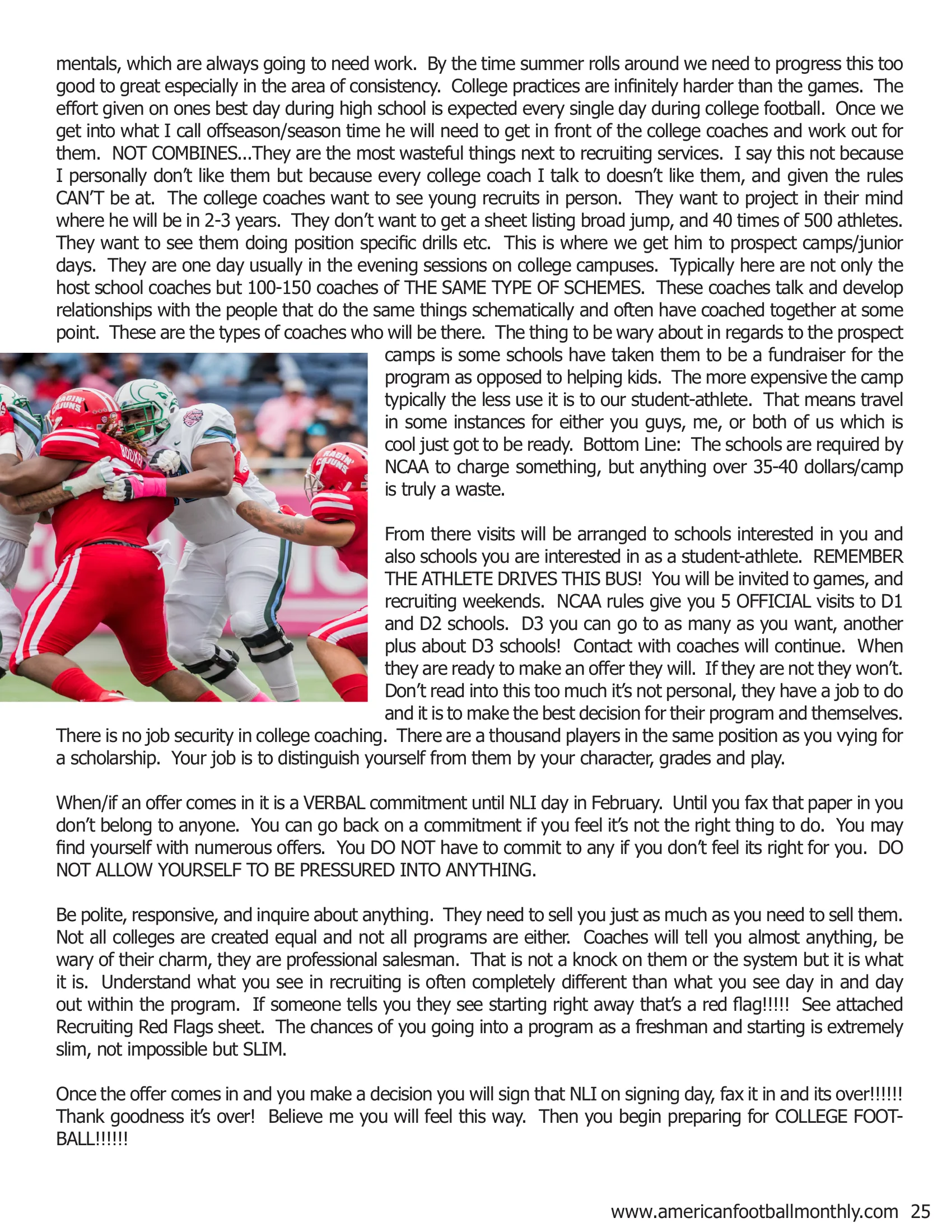 Letter from AFM – Recruiting Your Players — American Football Quarterly Vol 2 — Spring 2019, page 25