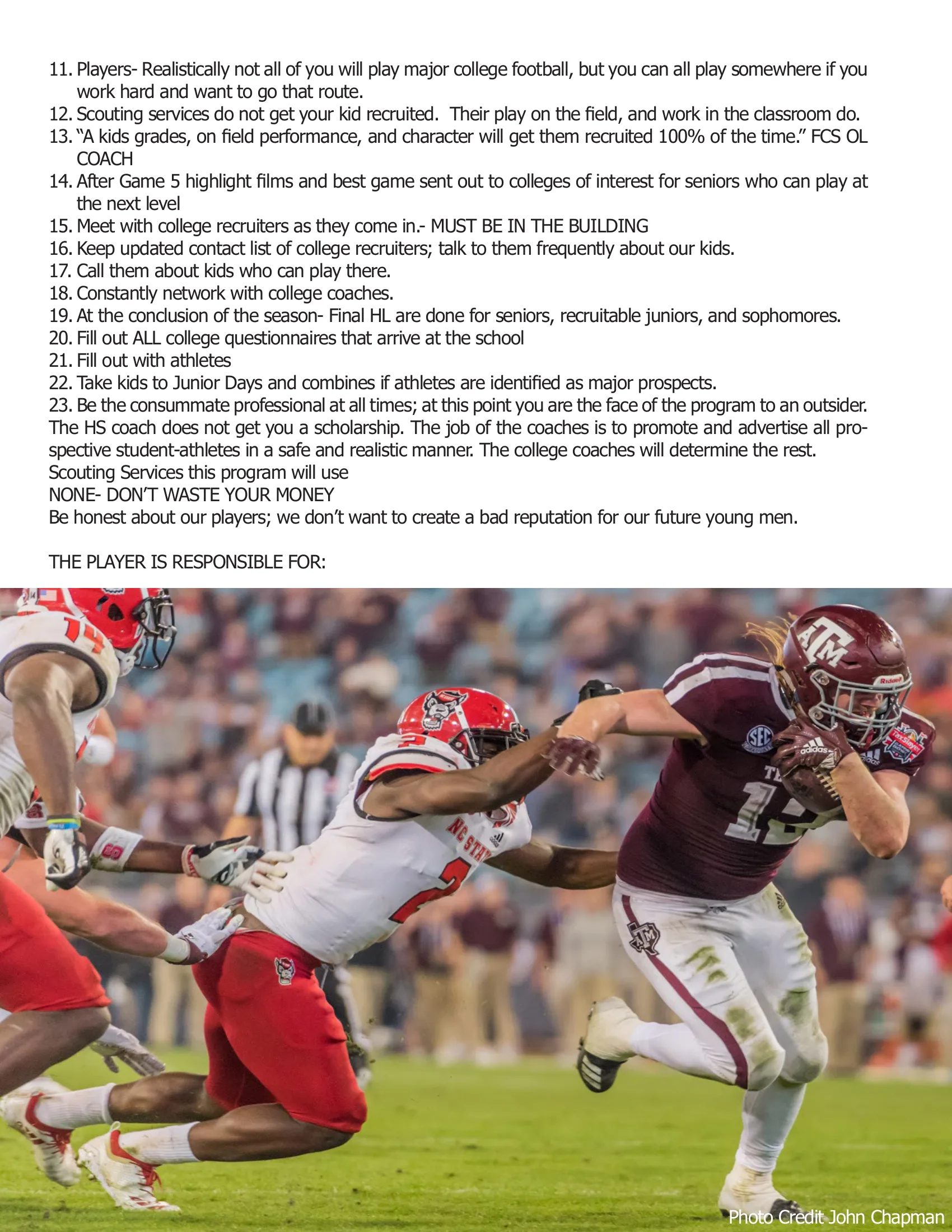 Letter from AFM – Recruiting Your Players — American Football Quarterly Vol 2 — Spring 2019, page 28