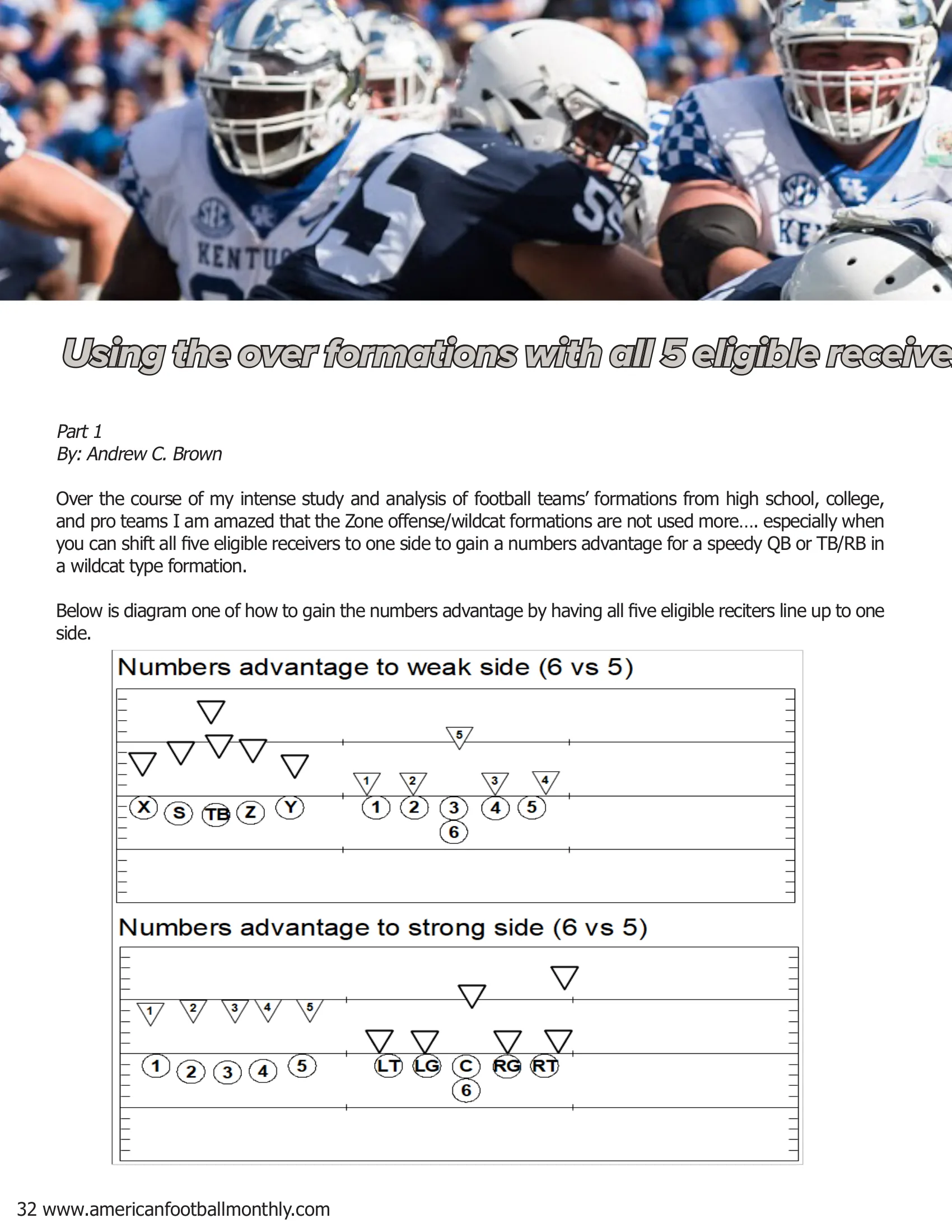 Using the Over Formations with all 5 Eligible Receivers to Gain the Numbers Advantage in the Run Game — American Football Quarterly Vol 2 — Spring 2019, page 32