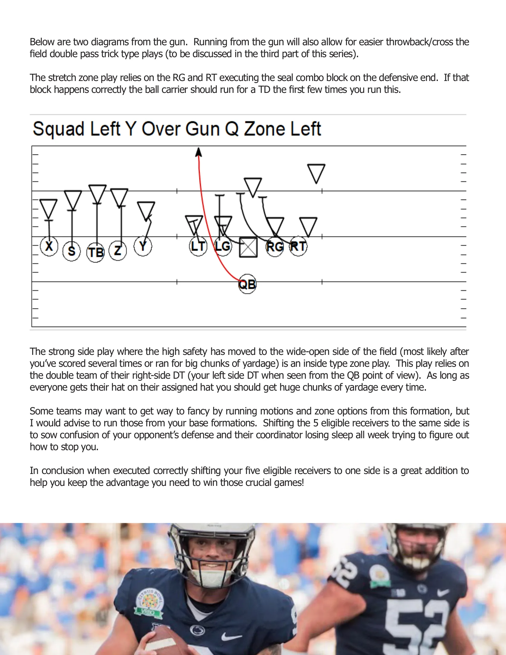 Using the Over Formations with all 5 Eligible Receivers to Gain the Numbers Advantage in the Run Game — American Football Quarterly Vol 2 — Spring 2019, page 35