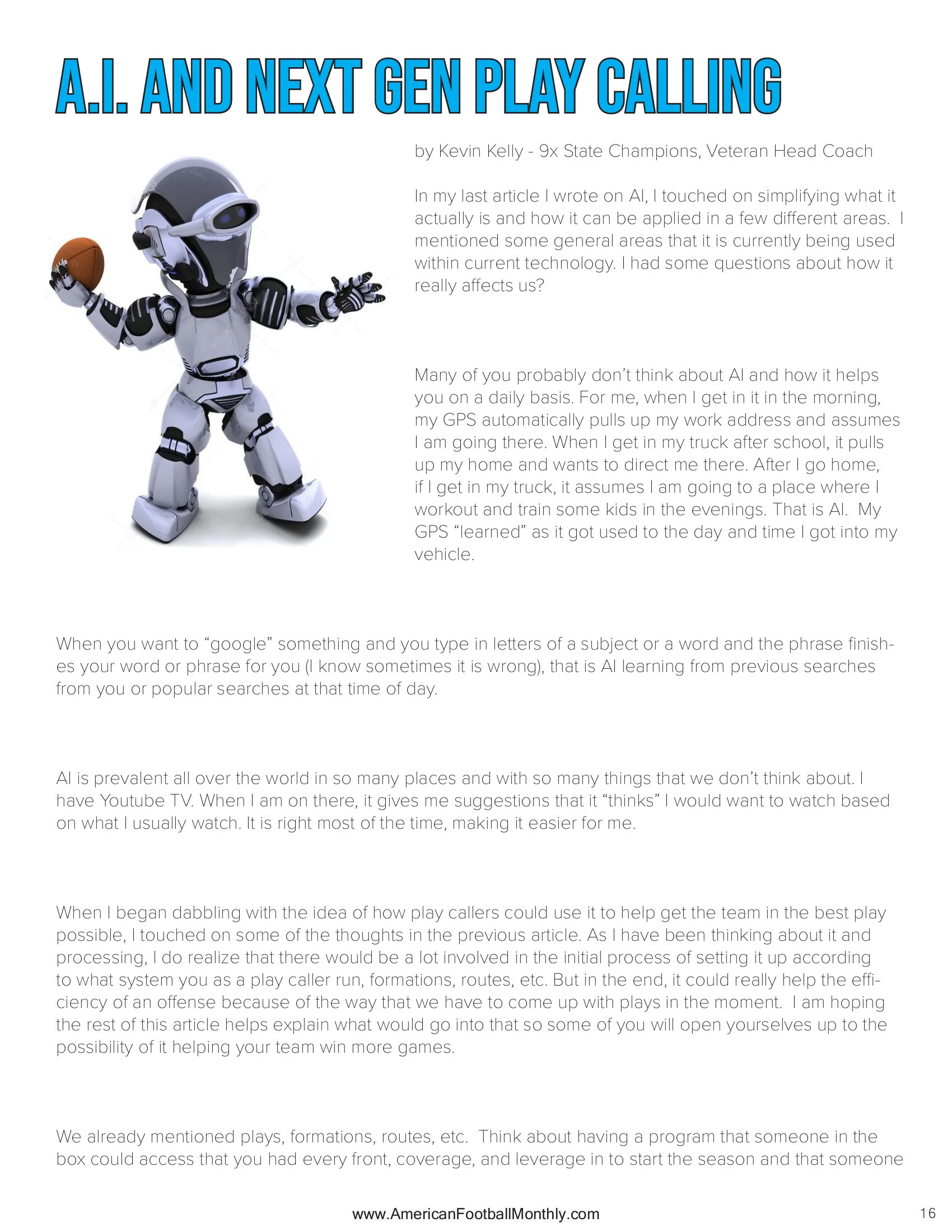 Knowing Where Your Going — American Football Quarterly Vol 2 — Spring 2024, page 16