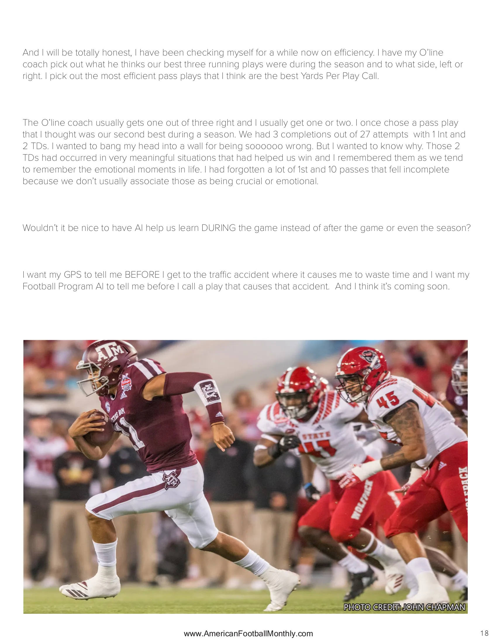 Knowing Where Your Going — American Football Quarterly Vol 2 — Spring 2024, page 18