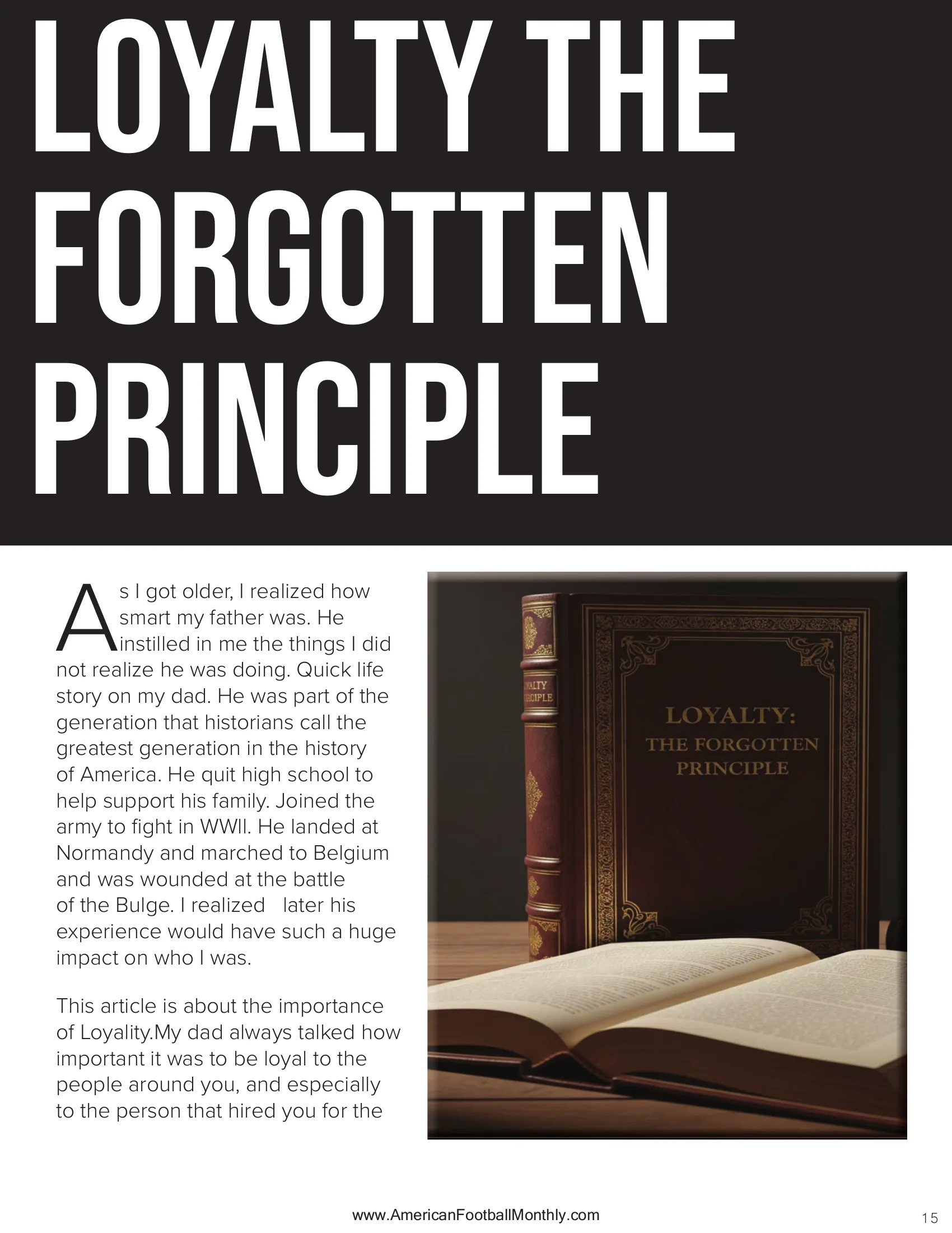 Loyalty the forgotten principle — American Football Quarterly Vol 2 — Summer 2025, page 15